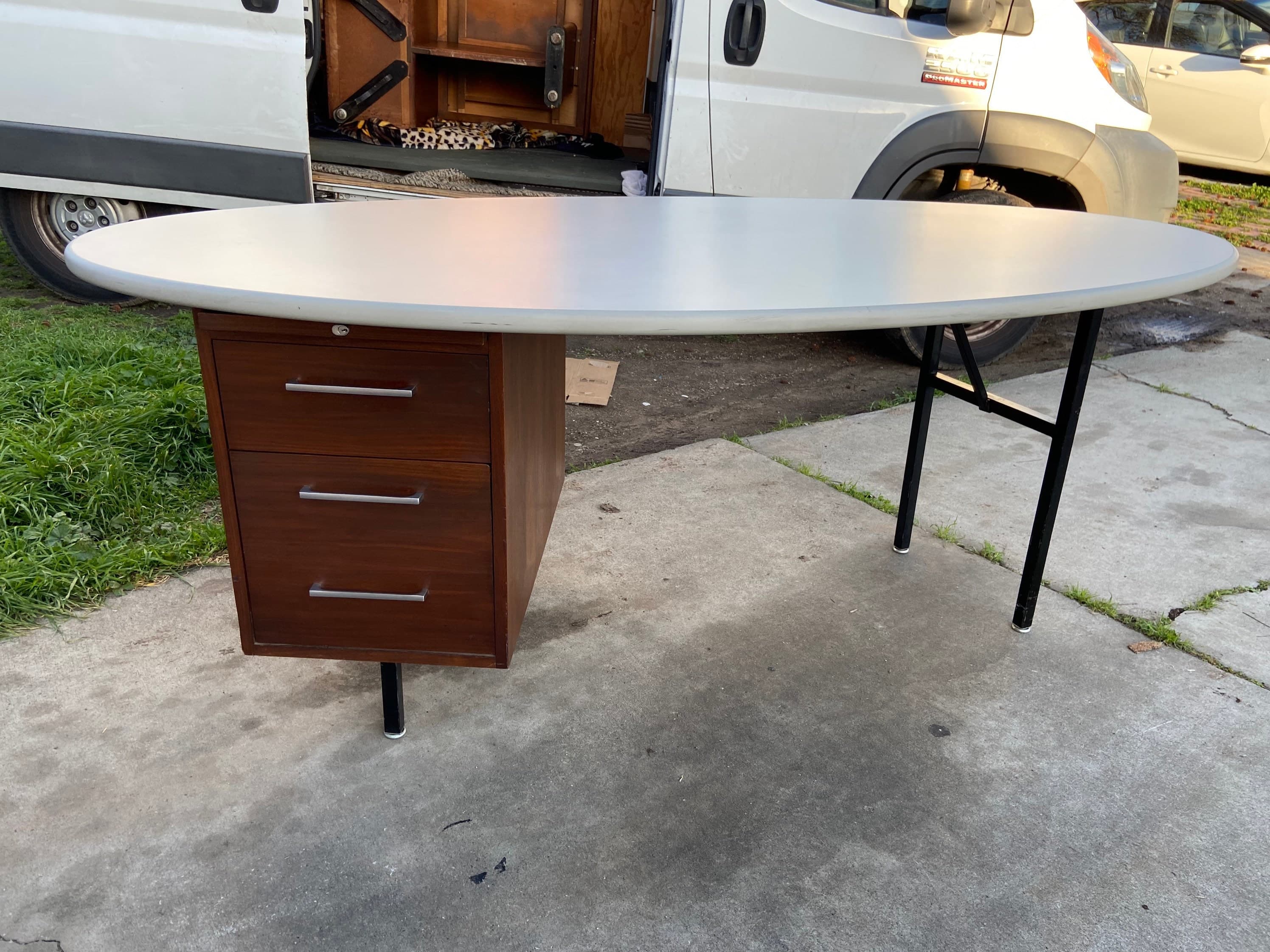 Vintage mid century modern oval desk - Thumbnail 8