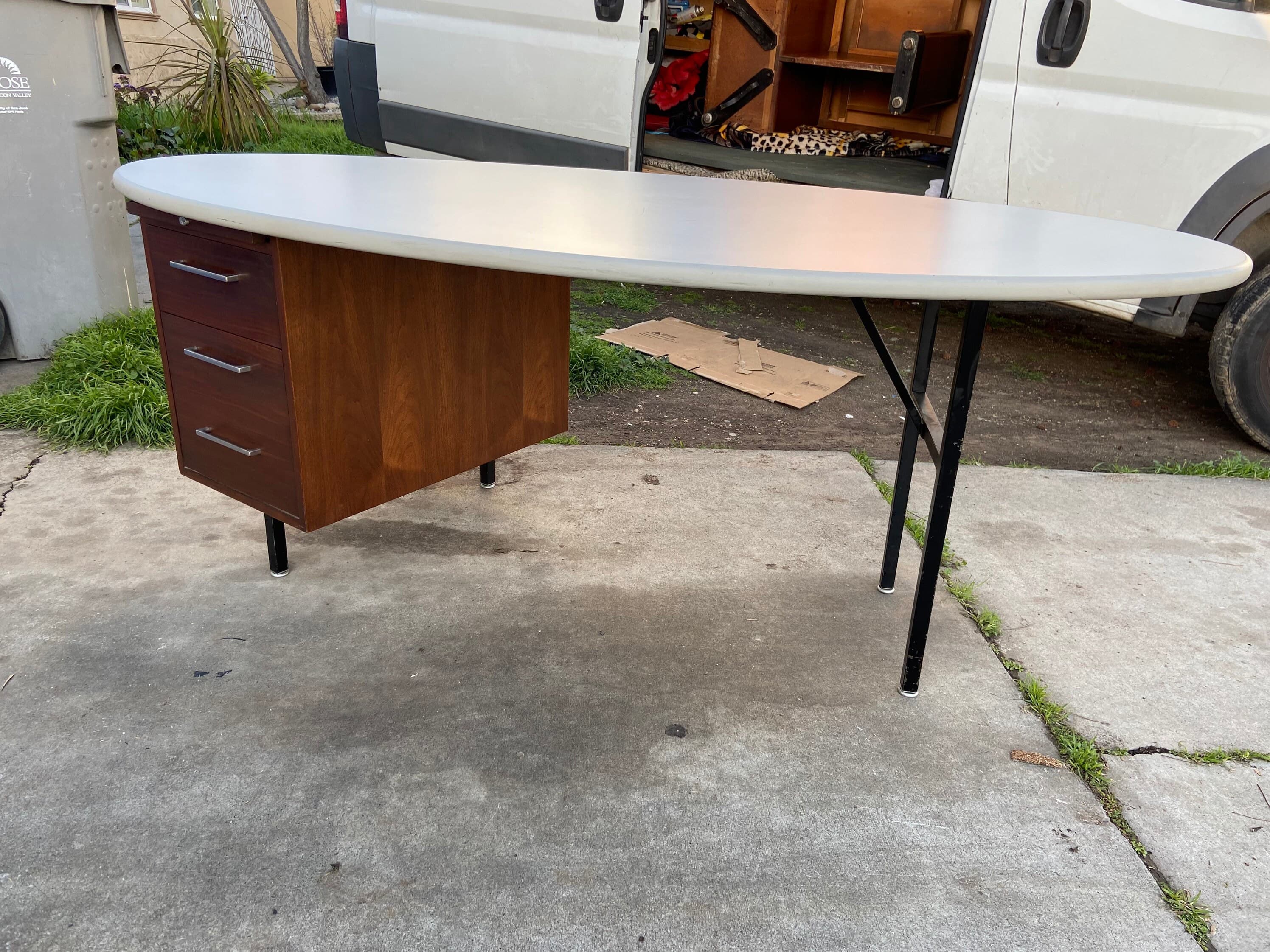 Vintage mid century modern oval desk - Thumbnail 2