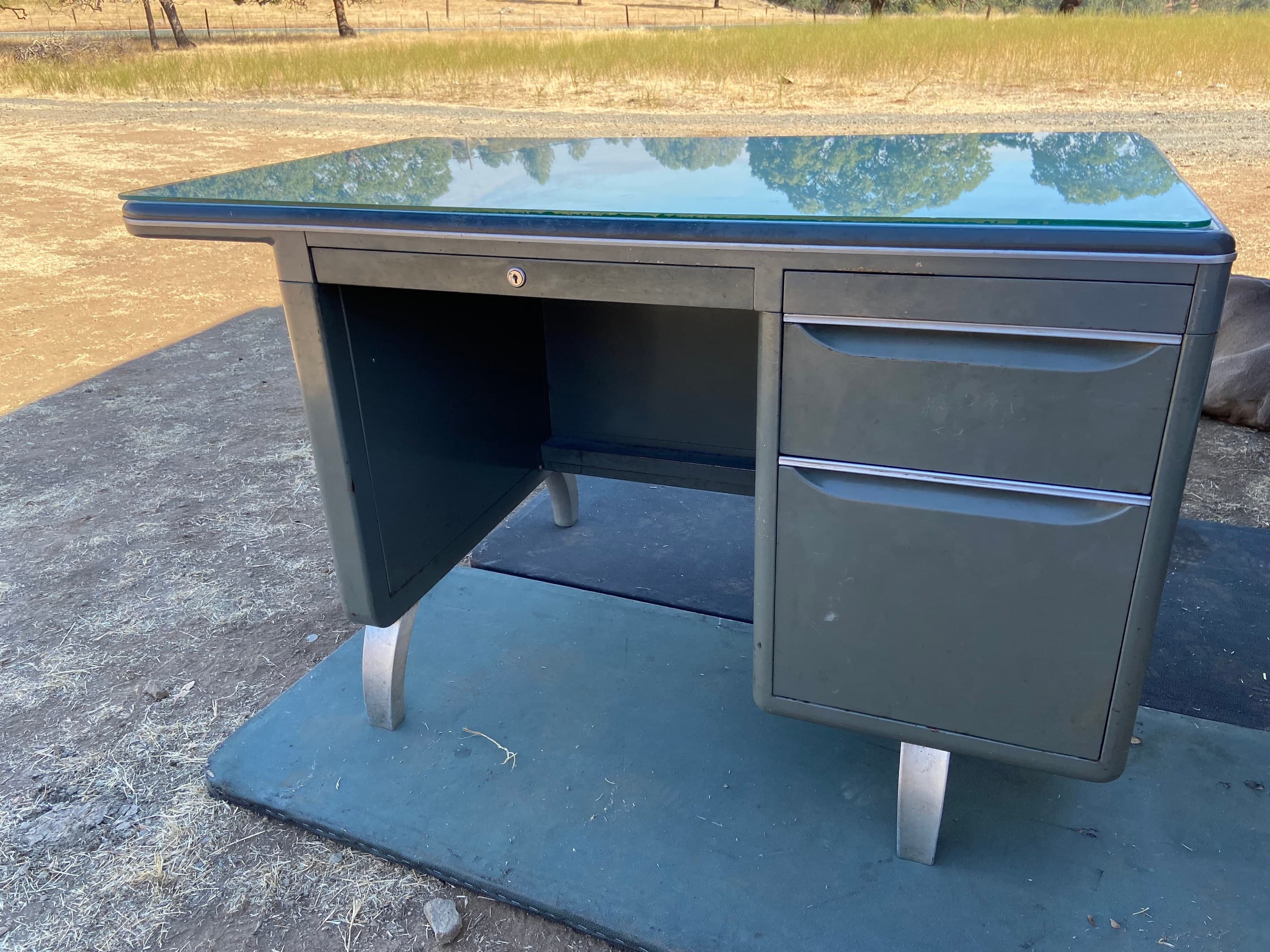 General fireproofing company vintage metal tanker desk - Image 1