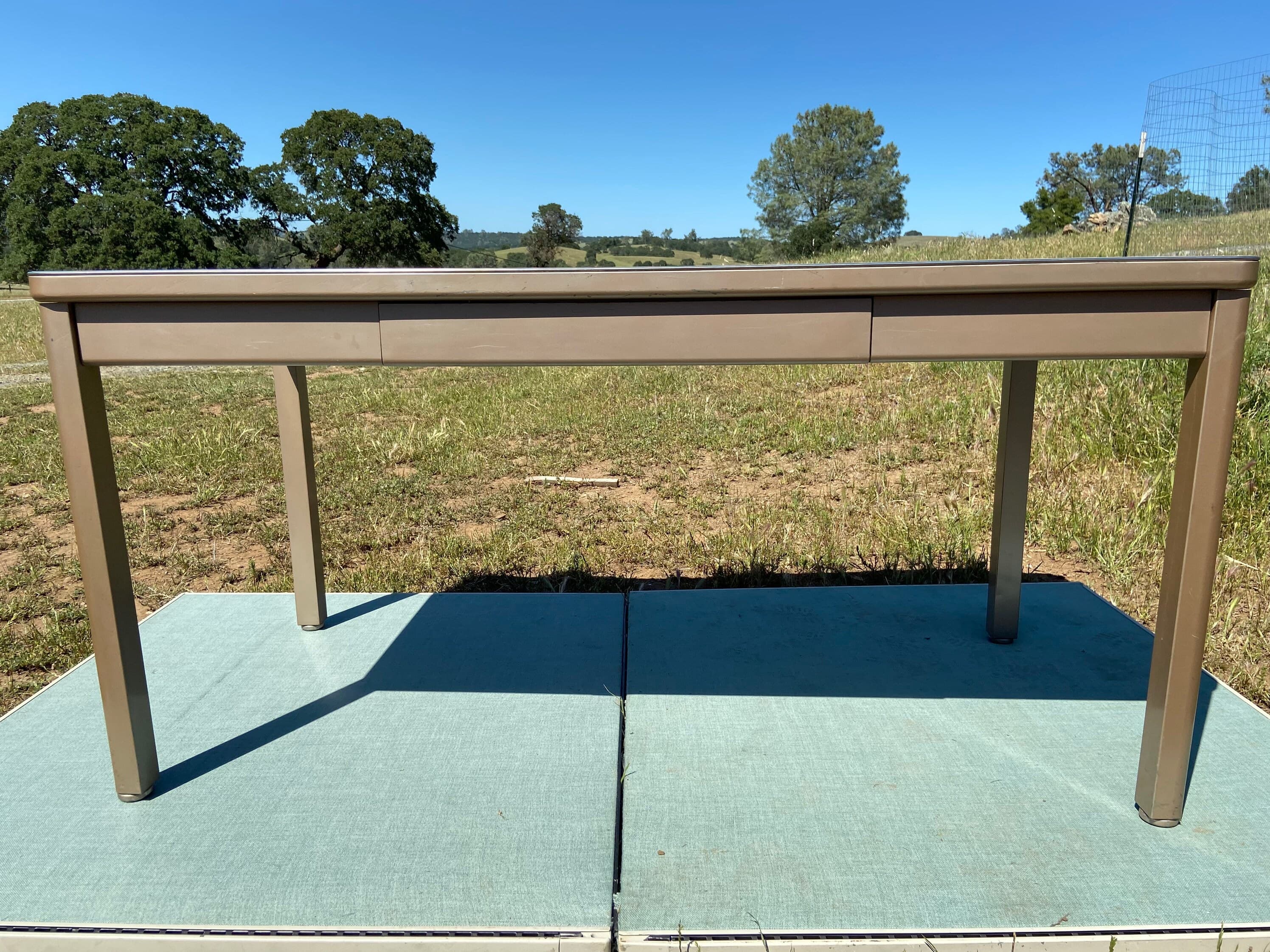 Vintage mid century modern metal tanker desk table - Thumbnail 7