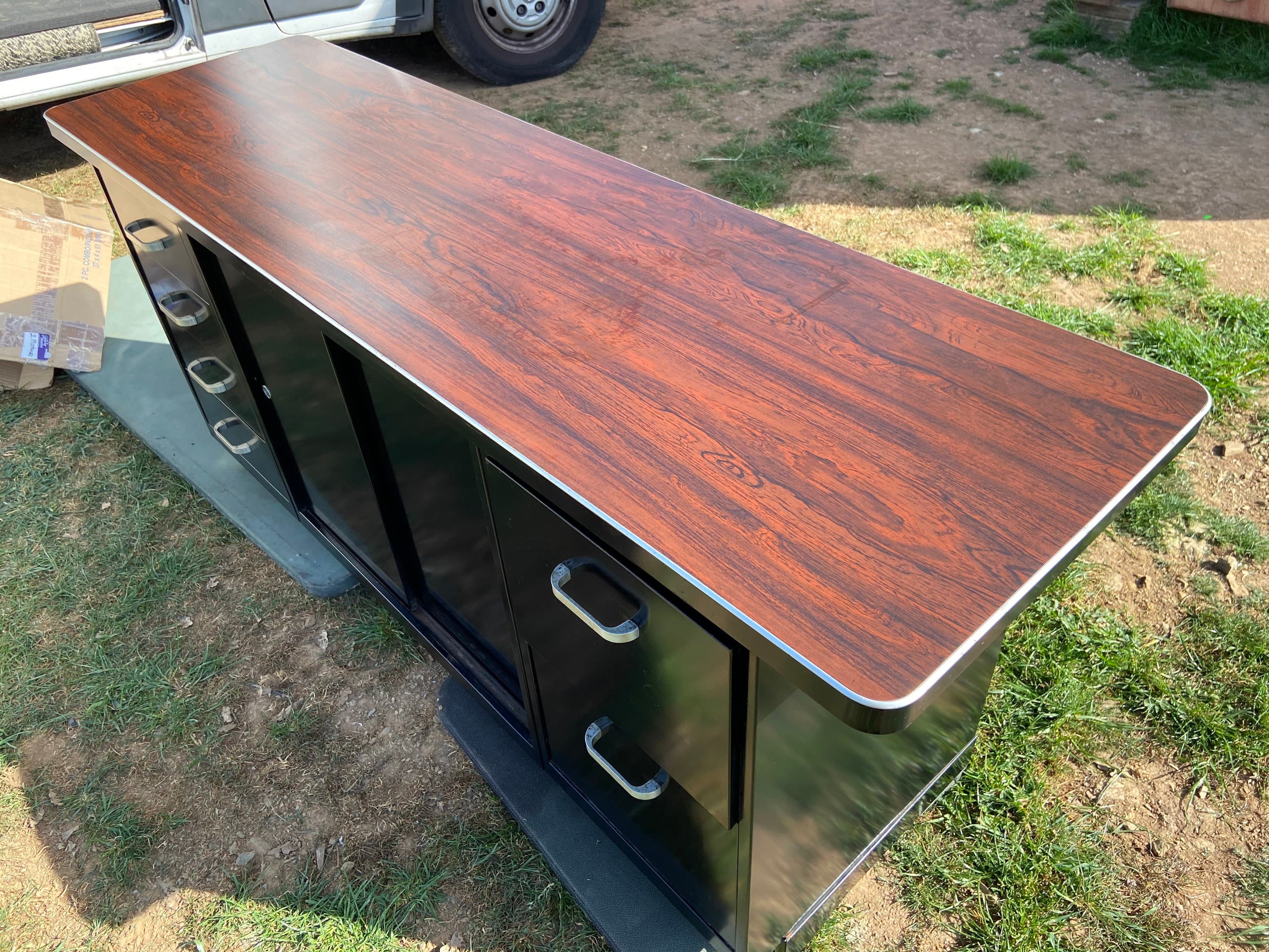 Vintage metal credenza sideboard storage cabinet - Thumbnail 6