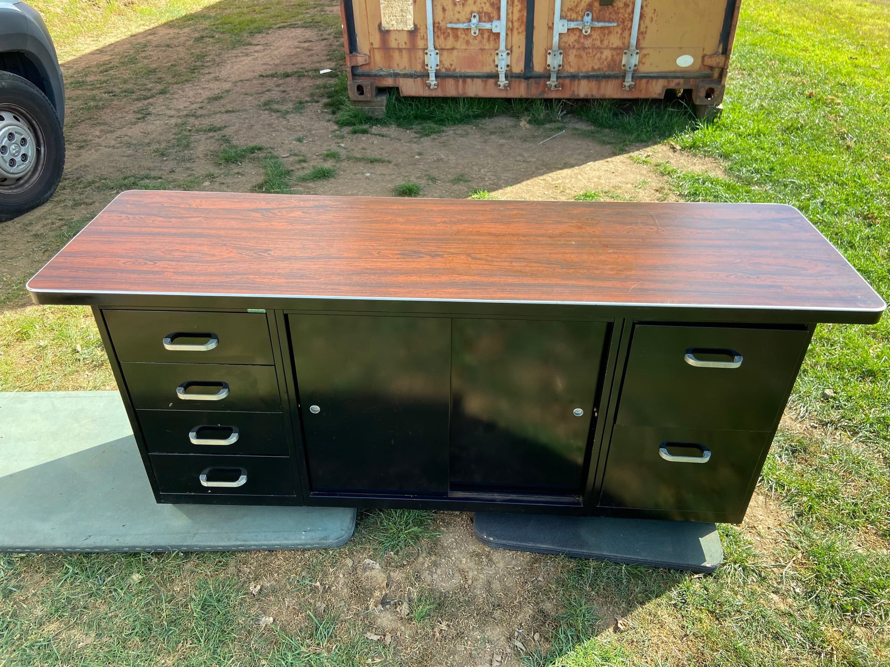 Vintage metal credenza sideboard storage cabinet - Thumbnail 10