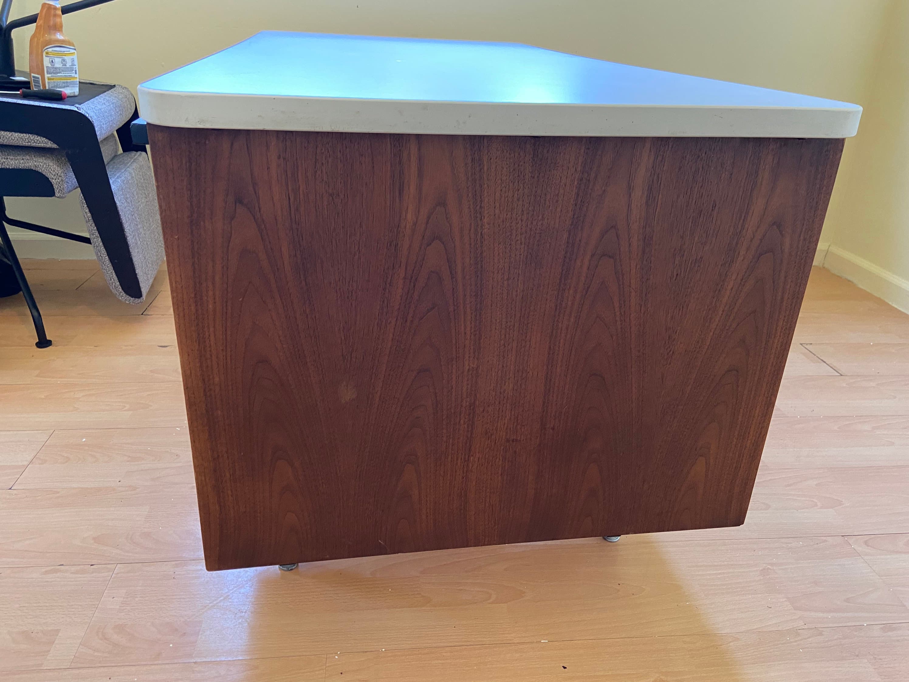 Vintage mid century modern wood veneer executive desk - Thumbnail 5