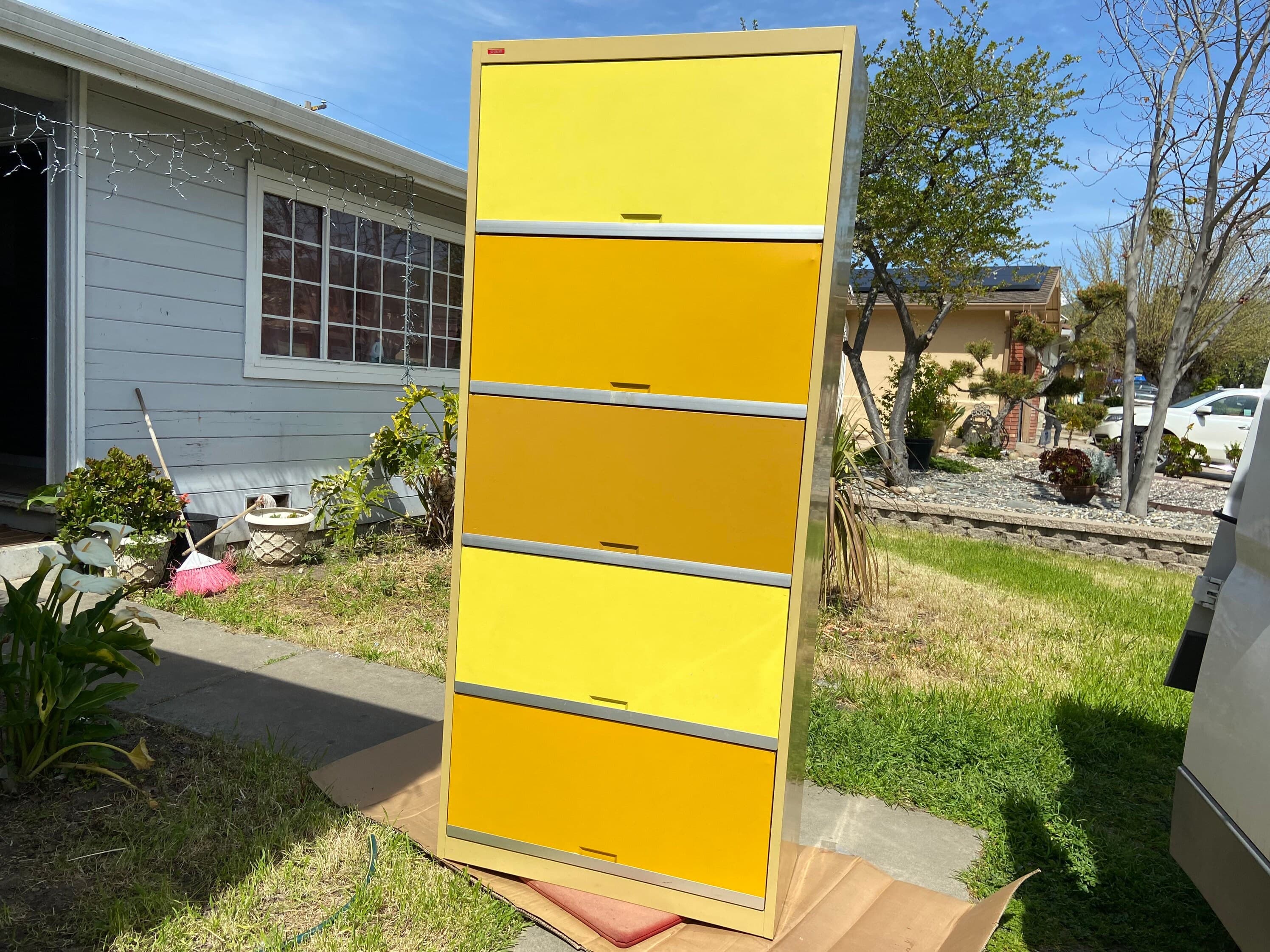 Tab vintage mid century modern metal industrial barrister bookcase style metal cabinet. - Thumbnail 2