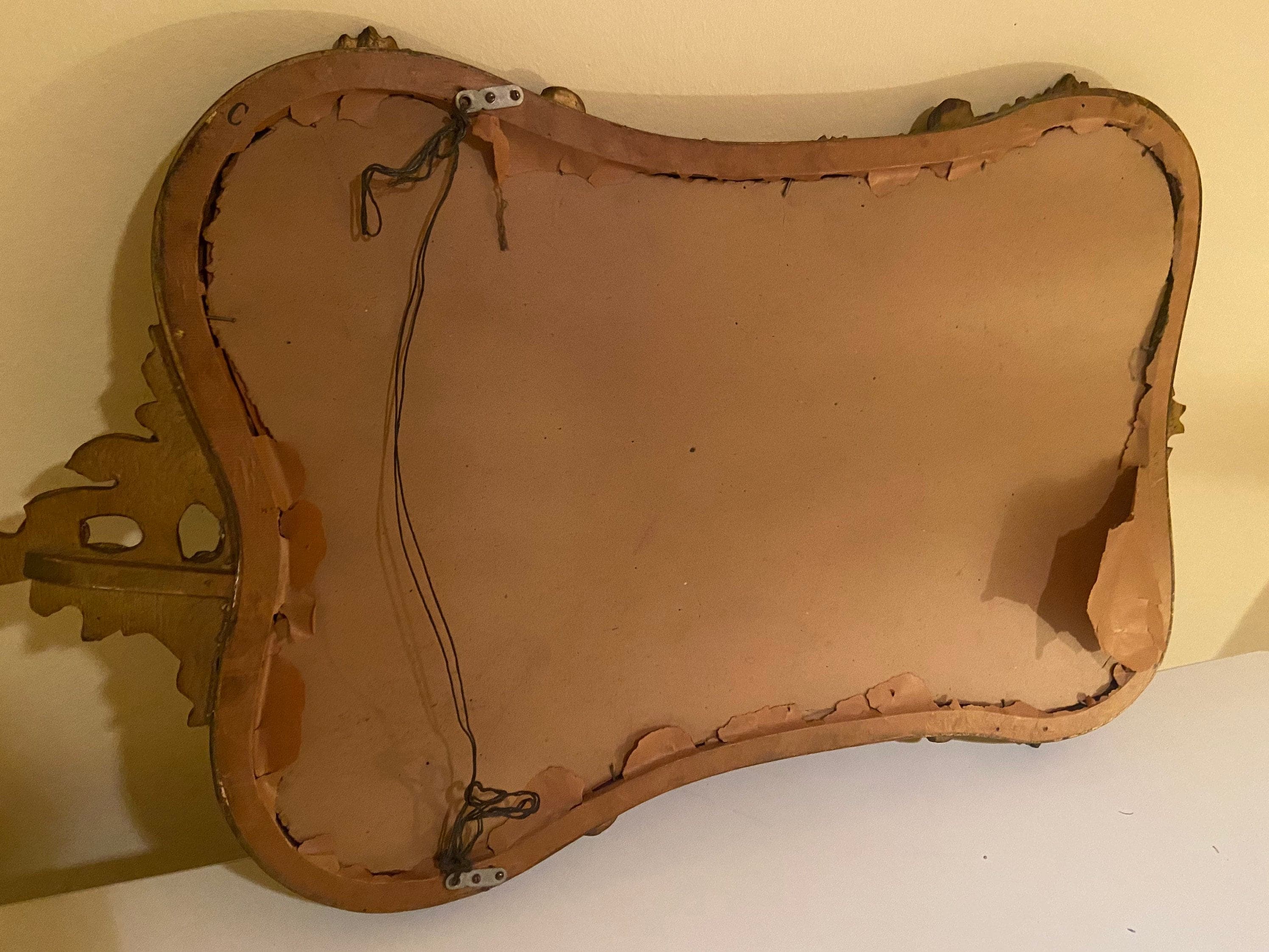 Antique French ornate gilt gold brass mirror - Thumbnail 9