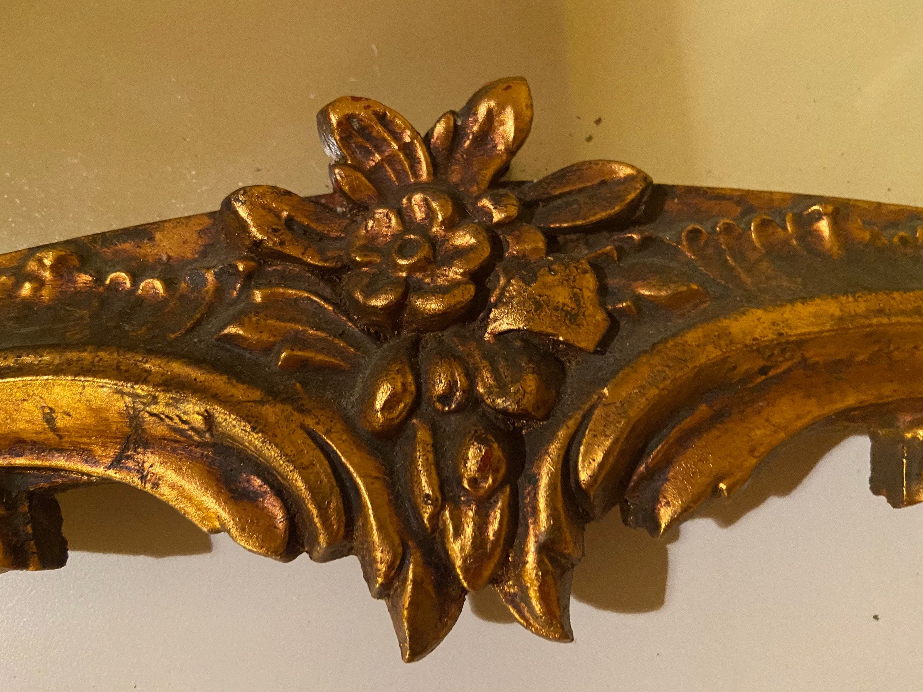 Antique French ornate gilt gold brass mirror - Thumbnail 6