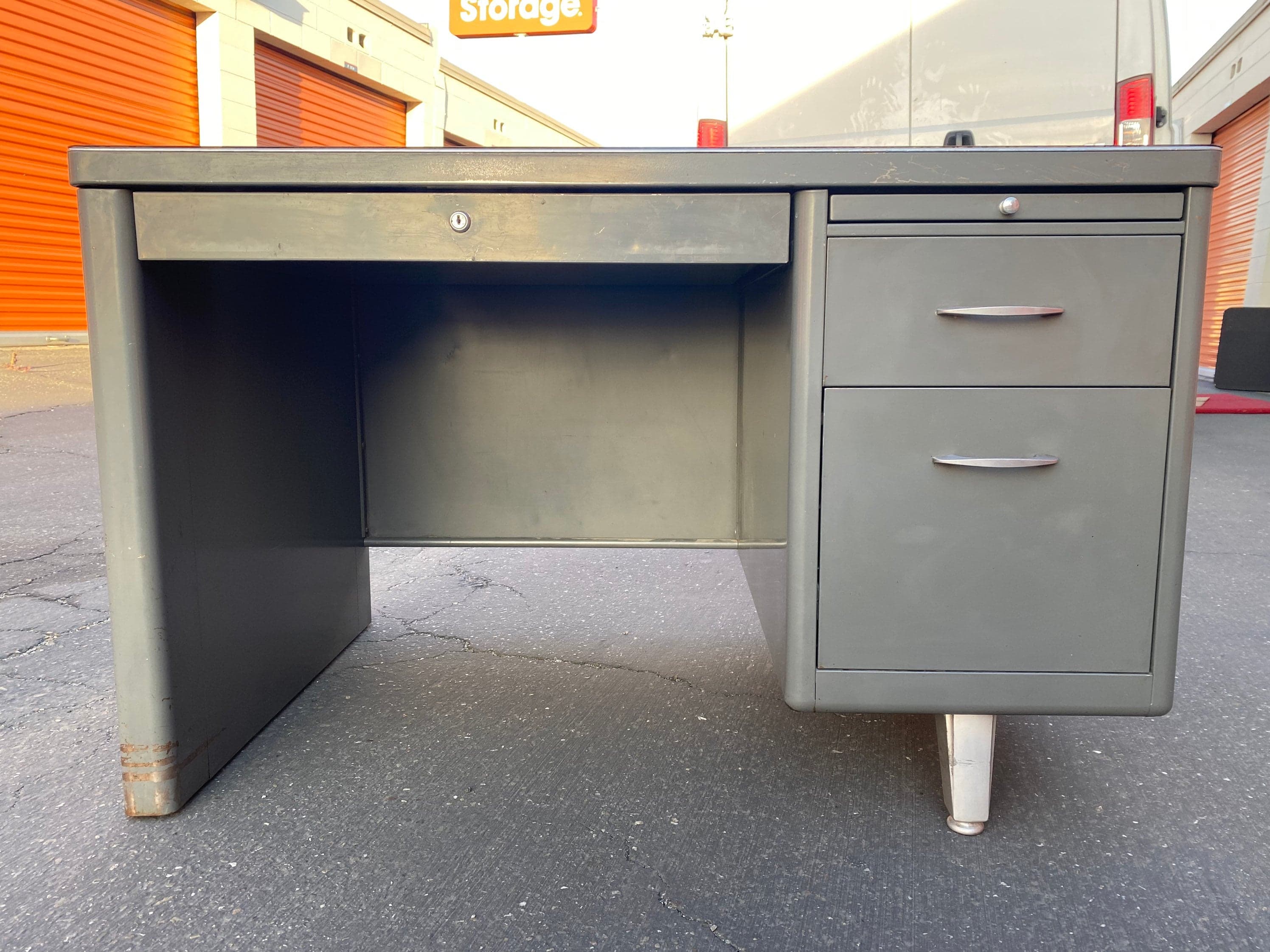 General fireproofing company vintage metal tanker desk - Image 1