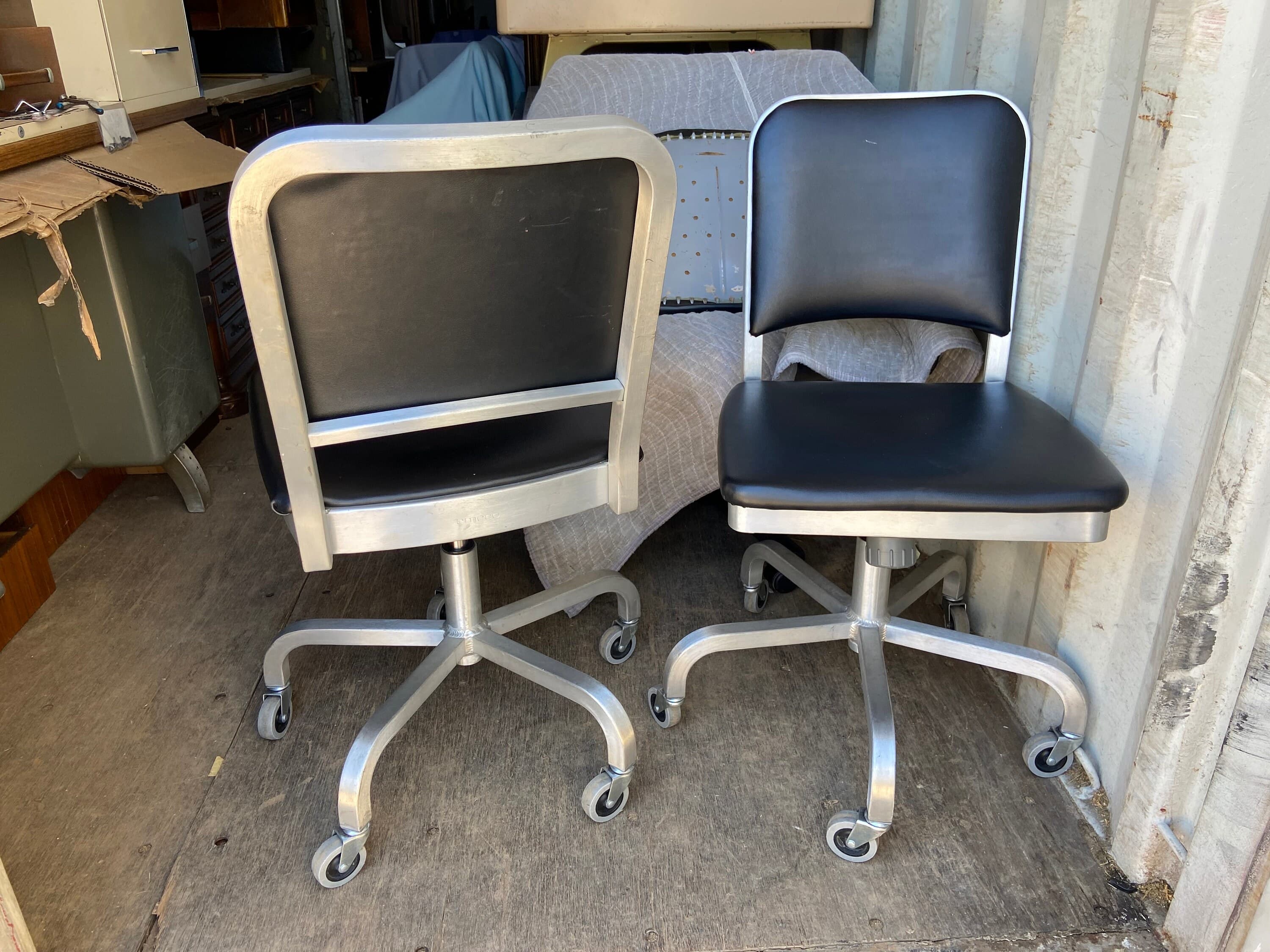 Emeco Navi swivel aluminum desk chairs set of two - Thumbnail 4