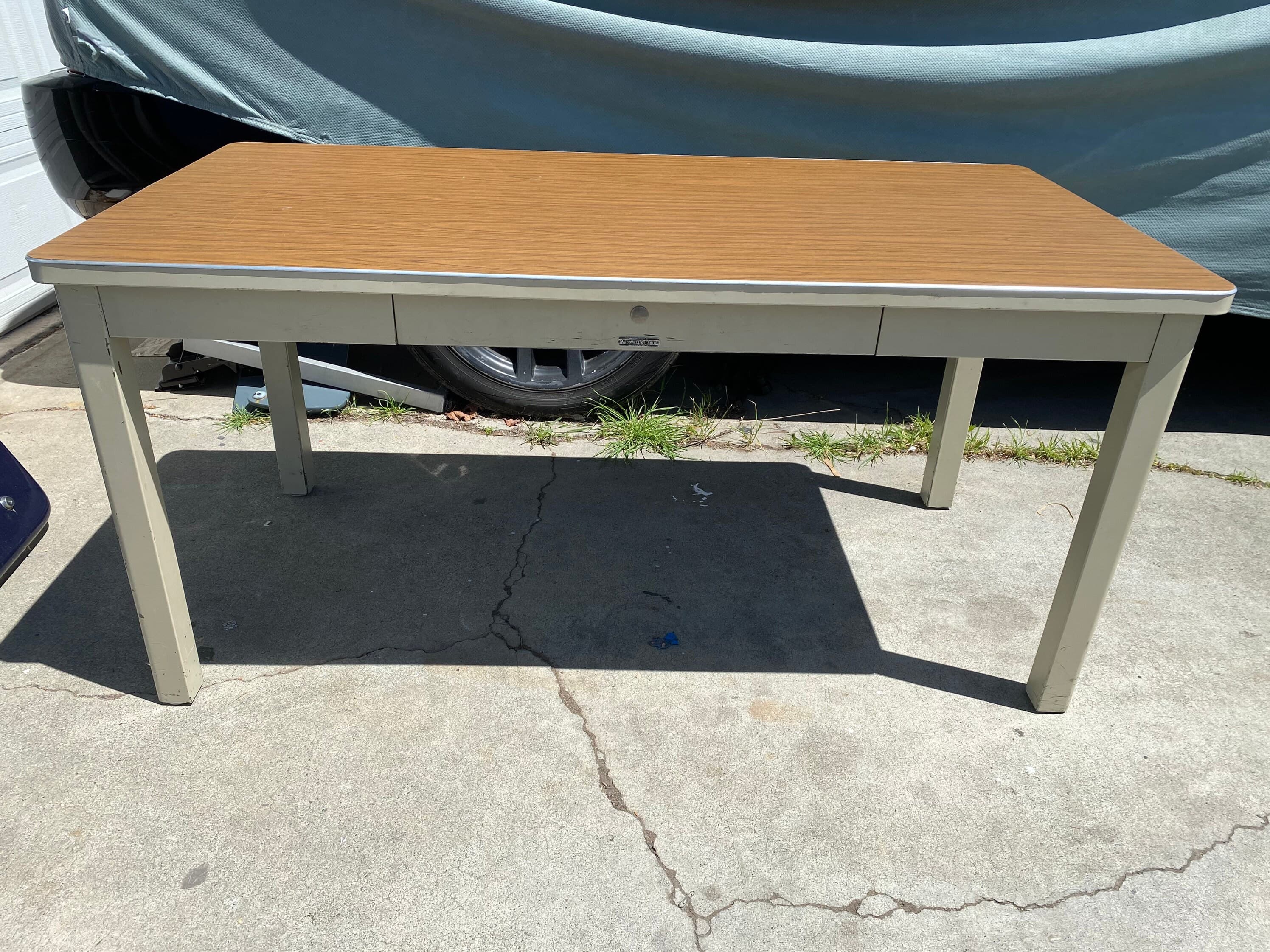 McDowell and Craig vintage metal tanker desk table - Thumbnail 4