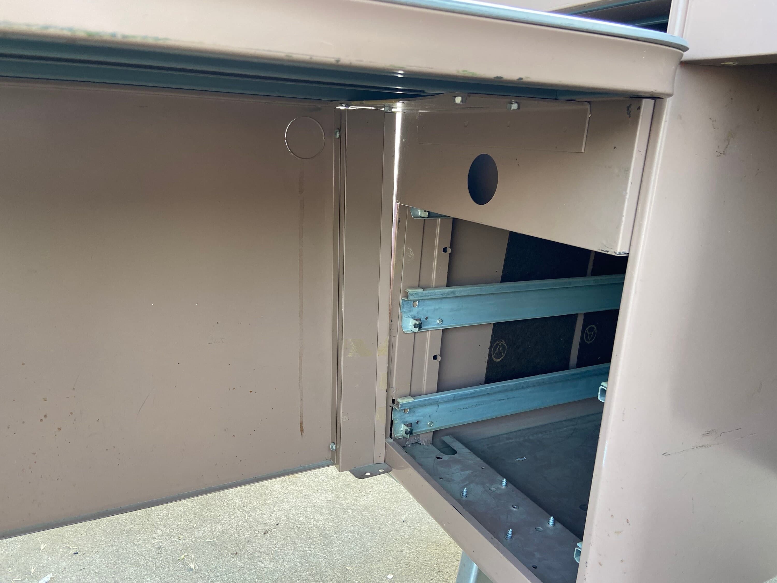 General fireproofing company vintage metal tanker desk with extension - Thumbnail 6