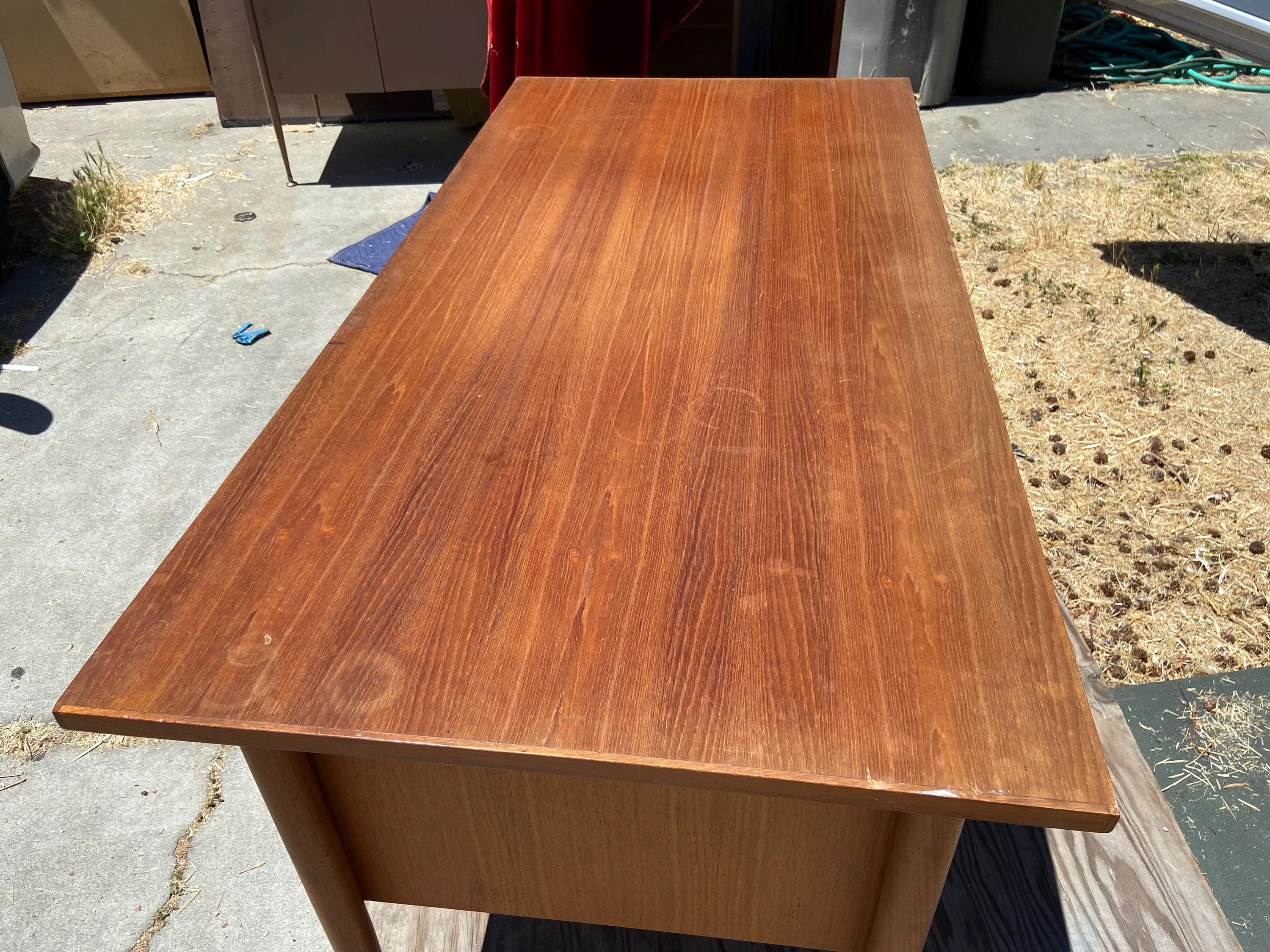 vintage mid century modern Danish teak desk - Thumbnail 9