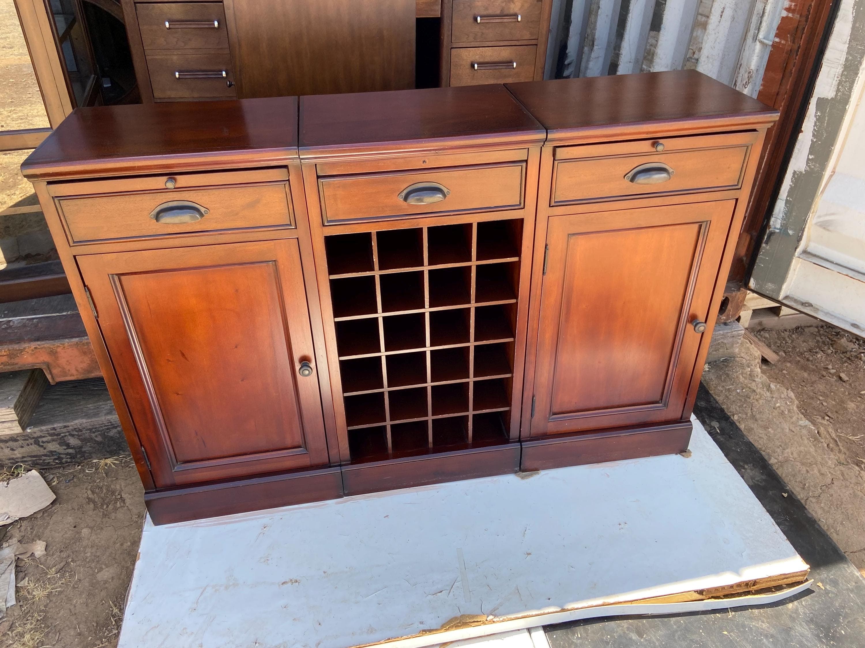 pottery parm sideboard buffet credenza wine bottle storage cabinet bar cabinet - Thumbnail 2