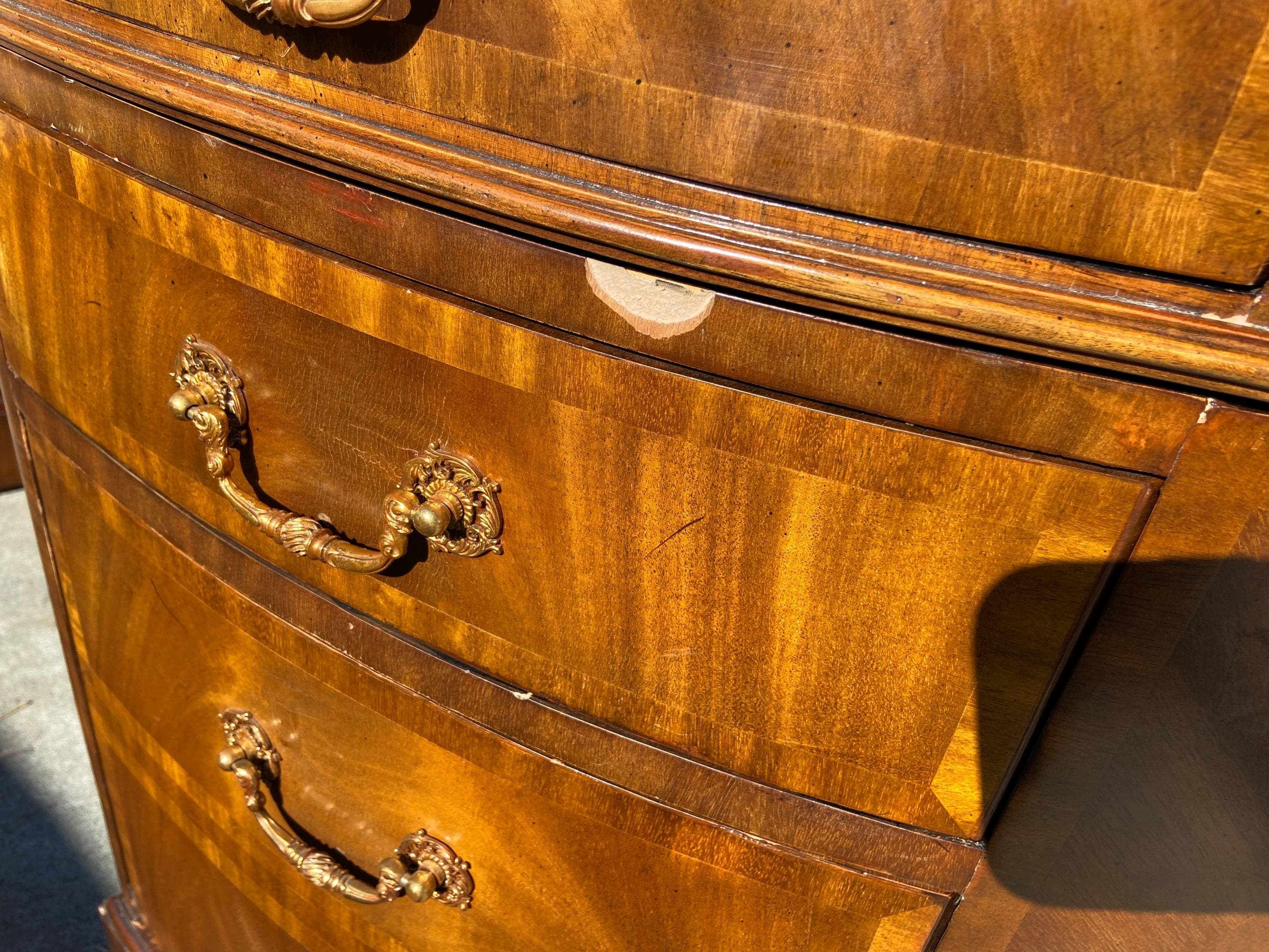 vintage Maitland Smith Oval Partners Desk Victorian burl wood style - Thumbnail 7