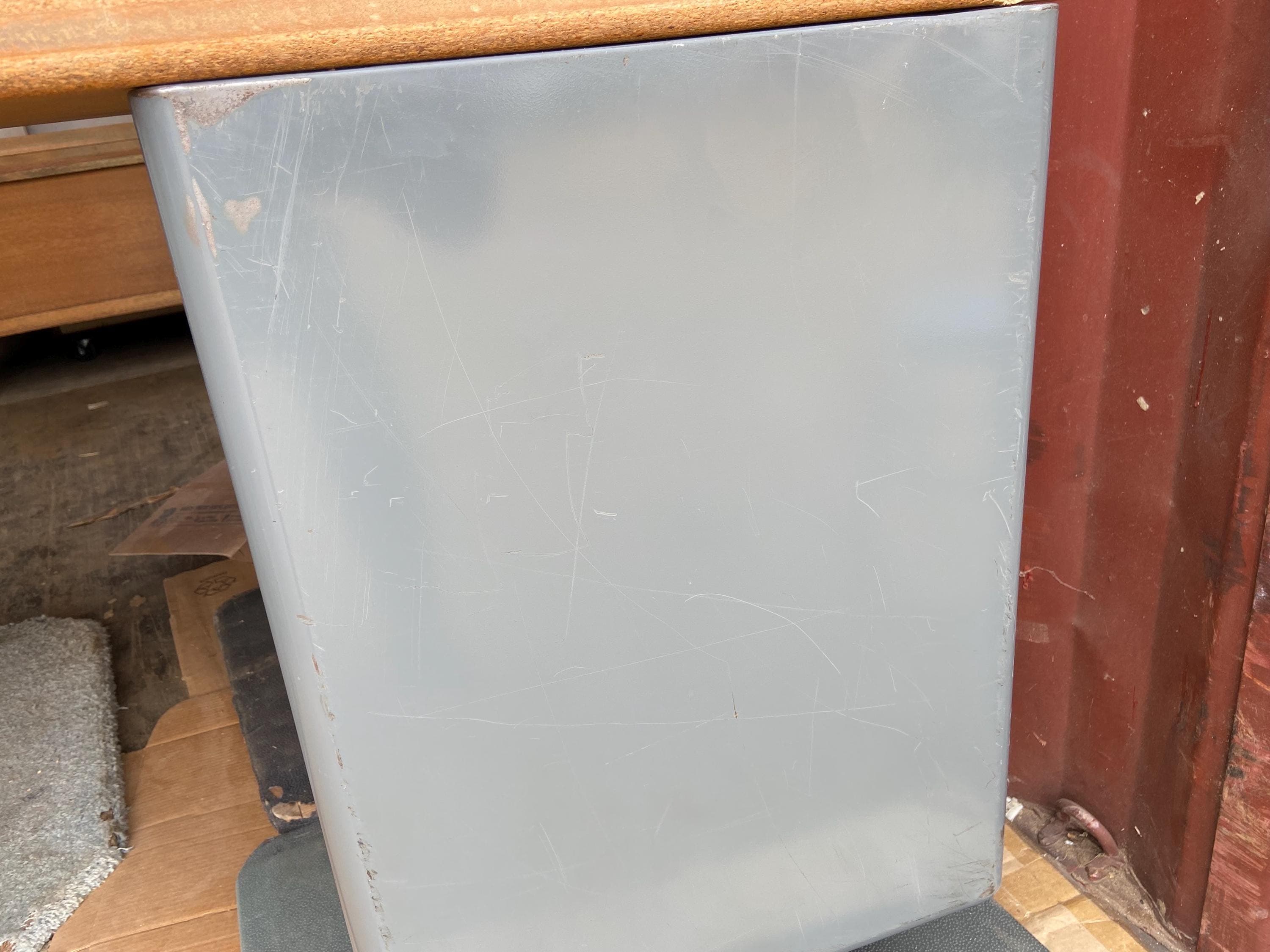 vintage teachers metal tanker desk - Thumbnail 8