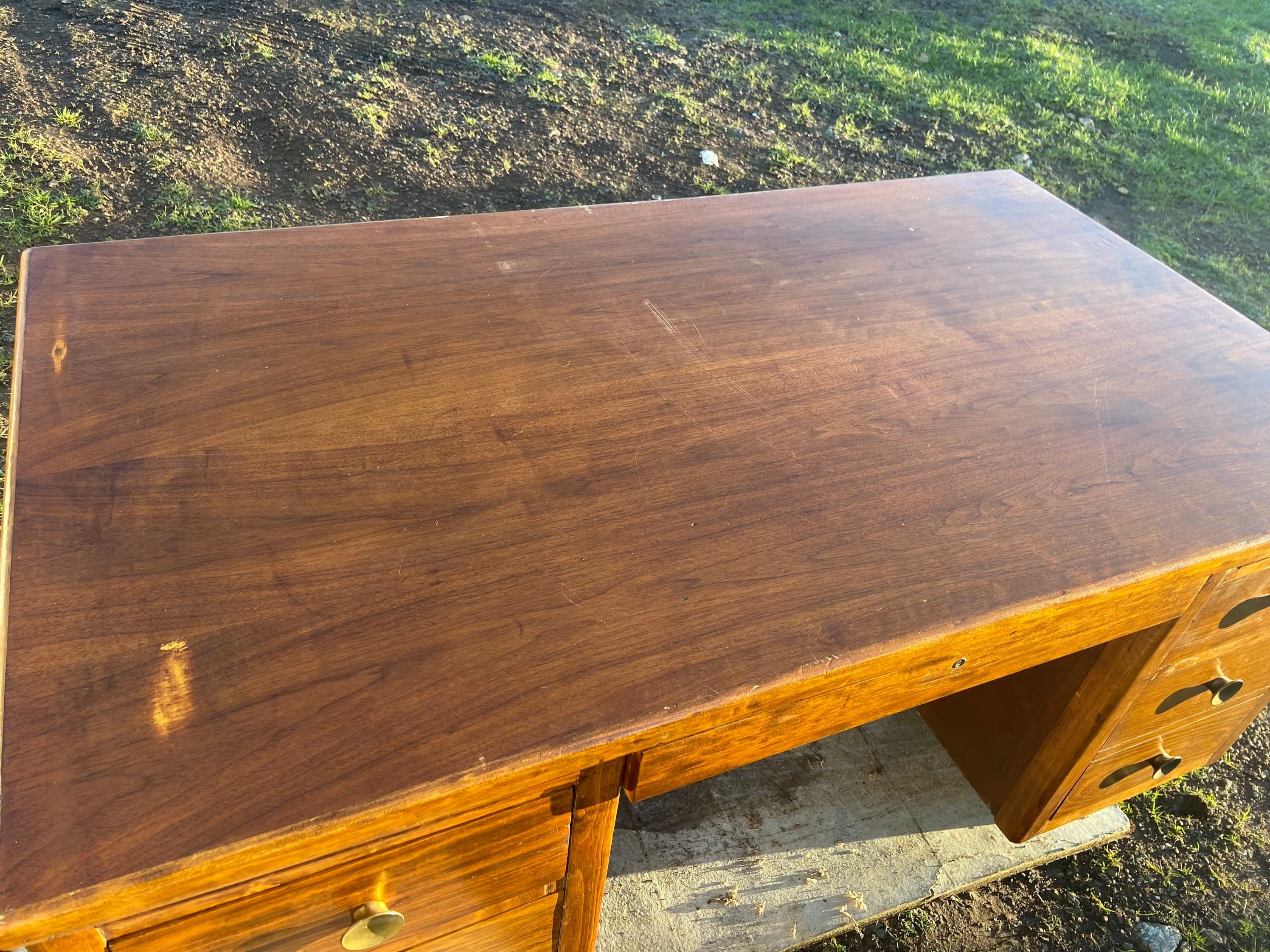 Vintage mid century modern walnut executive desk - Thumbnail 5