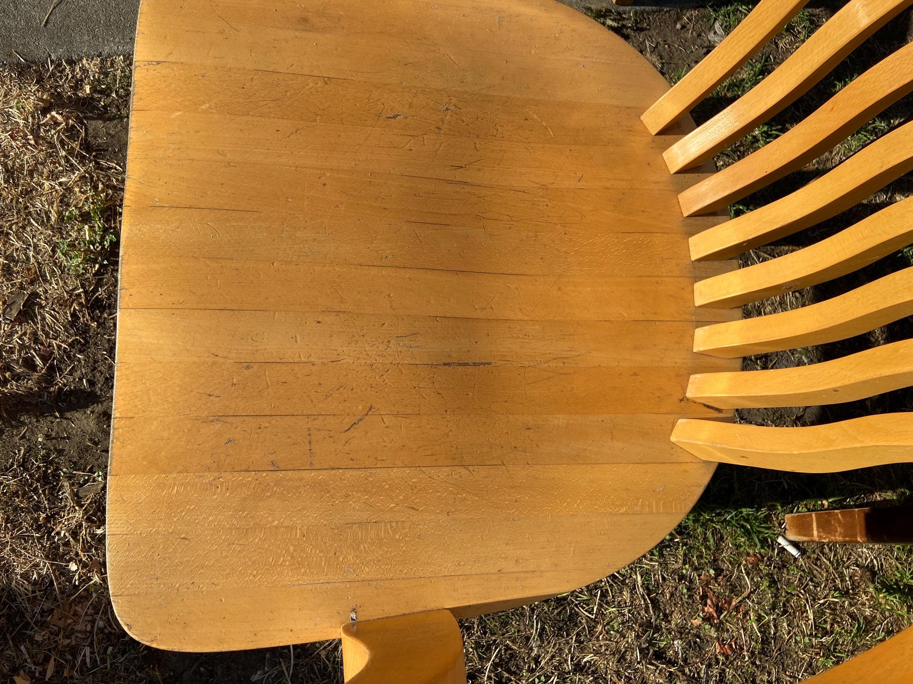 antique Bankers desk chairs style Mcm court desk chairs need restoration set of 6 good bones - Thumbnail 4