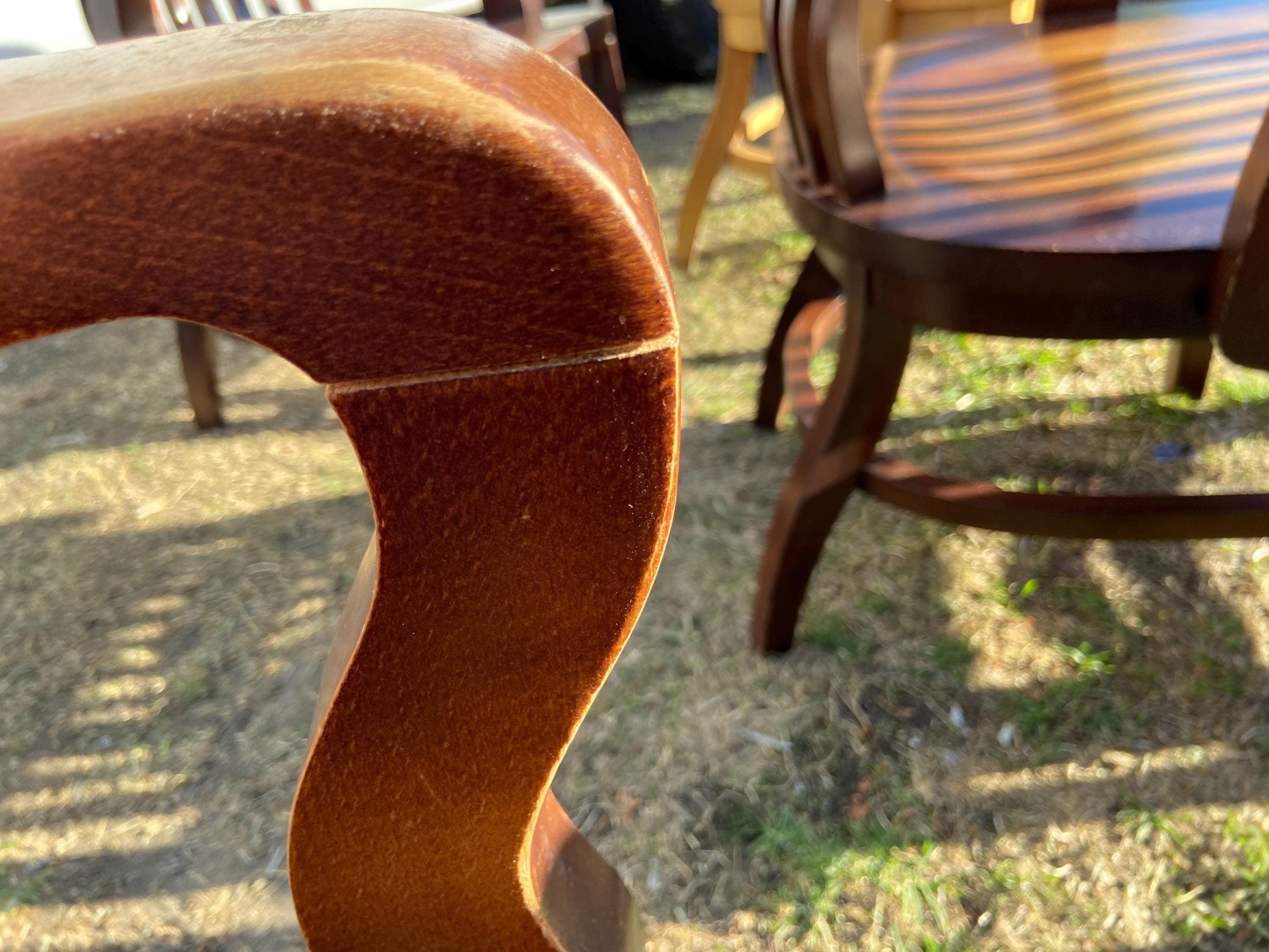 antique Bankers desk chairs style Mcm court desk chairs need restoration set of 6 good bones - Thumbnail 7