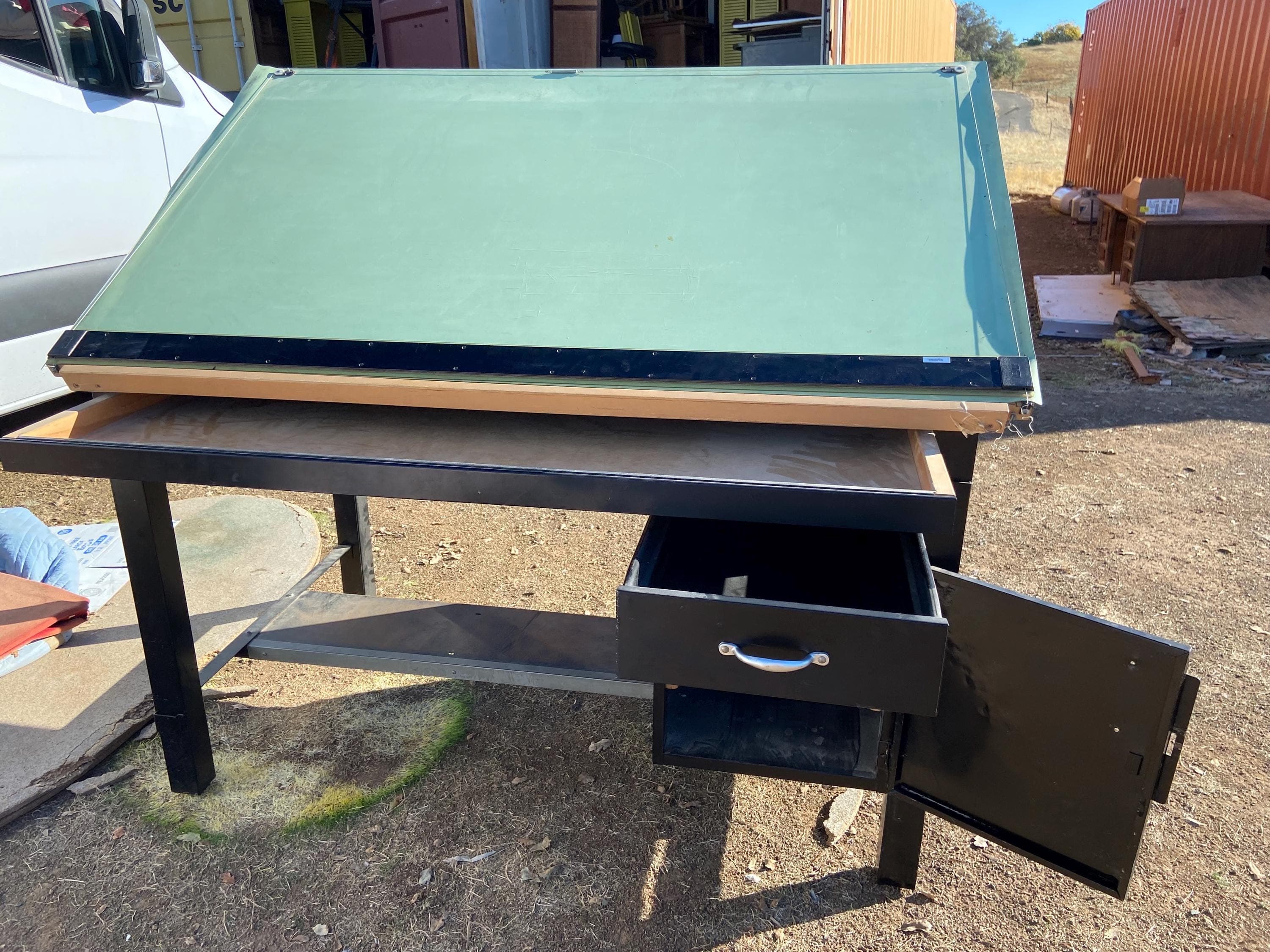 antique Hamilton drafting metal tanker table - Thumbnail 2