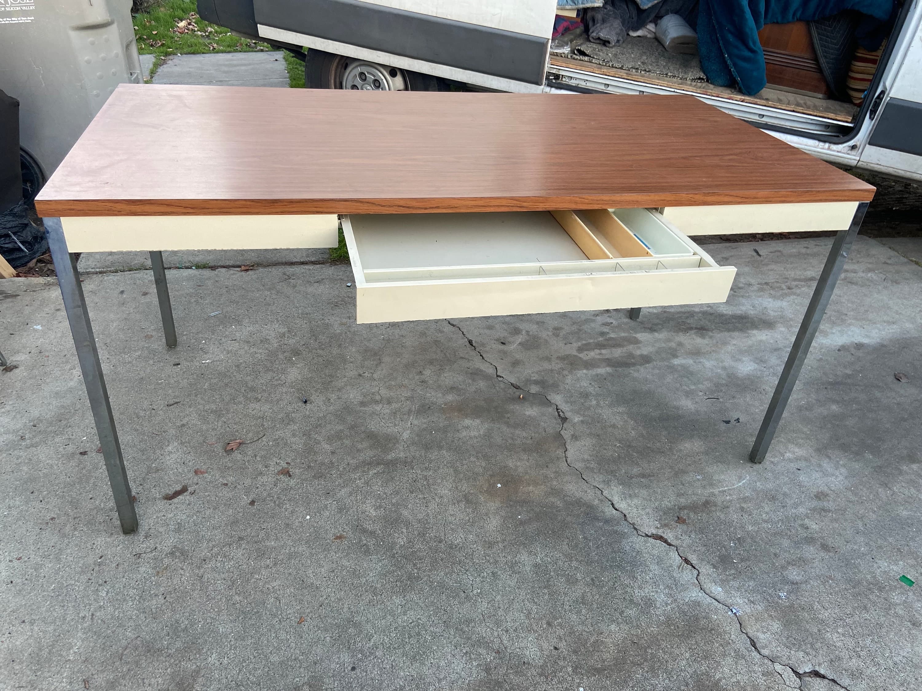 Steelcase vintage mid century modern metal table desk - Thumbnail 2