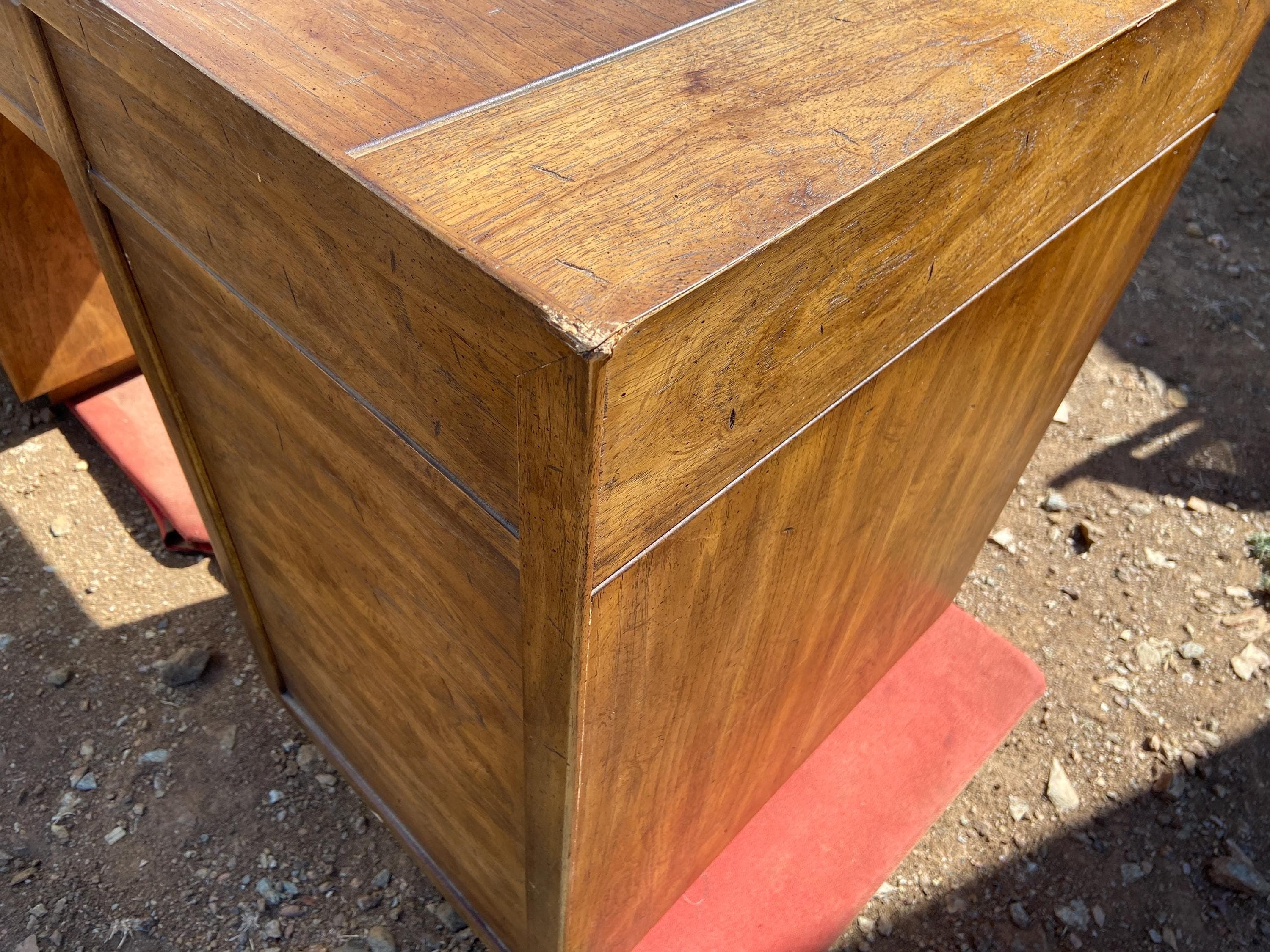 vintage mid century modern Drexel campaign desk some surface damage - Thumbnail 4