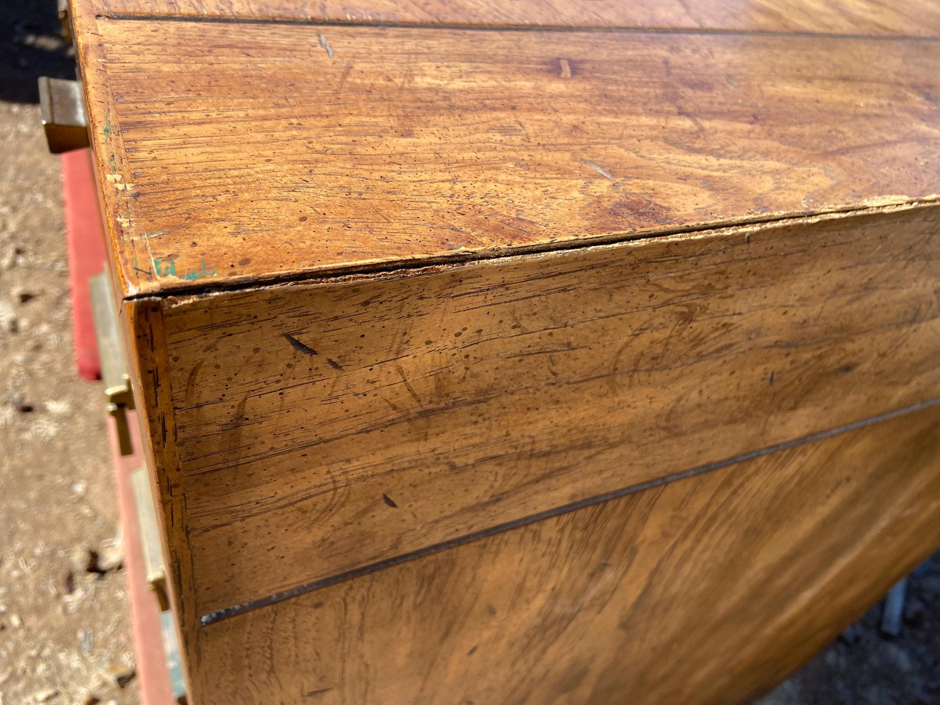 vintage mid century modern Drexel campaign desk some surface damage - Thumbnail 5