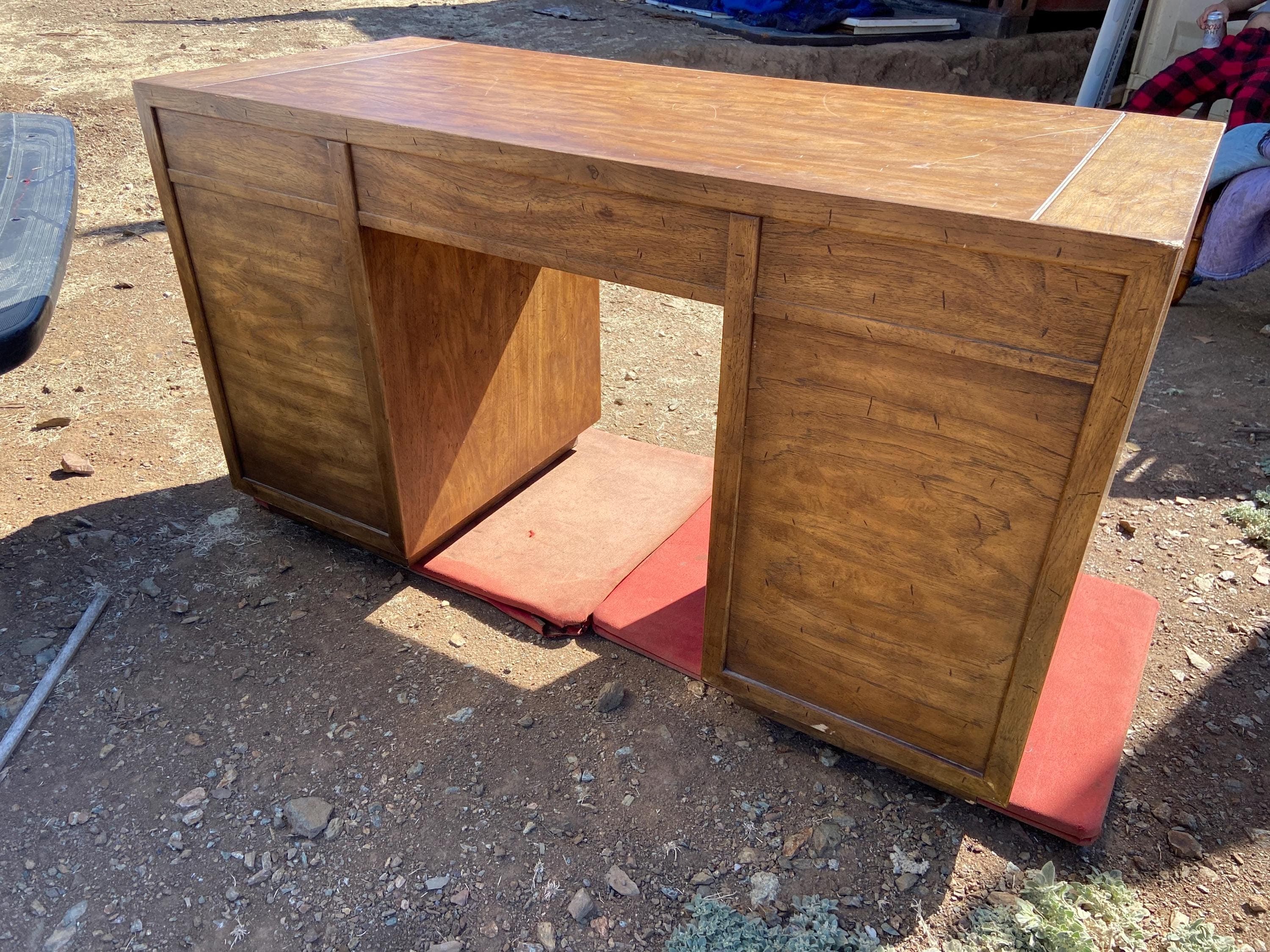 vintage mid century modern Drexel campaign desk some surface damage - Thumbnail 6