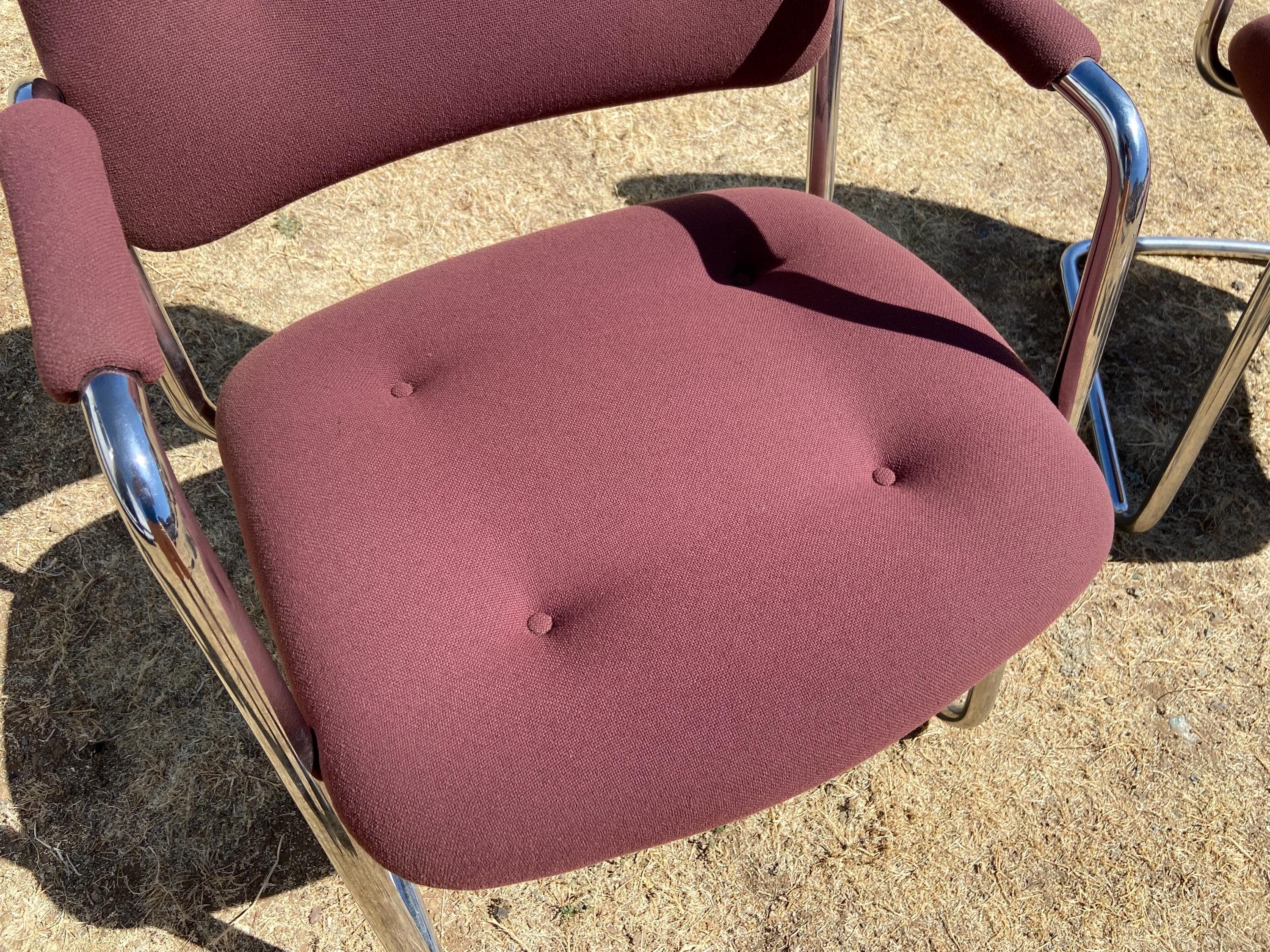 Steelcase Cantilevered chrome fabric accent chair set of 6 - Thumbnail 5