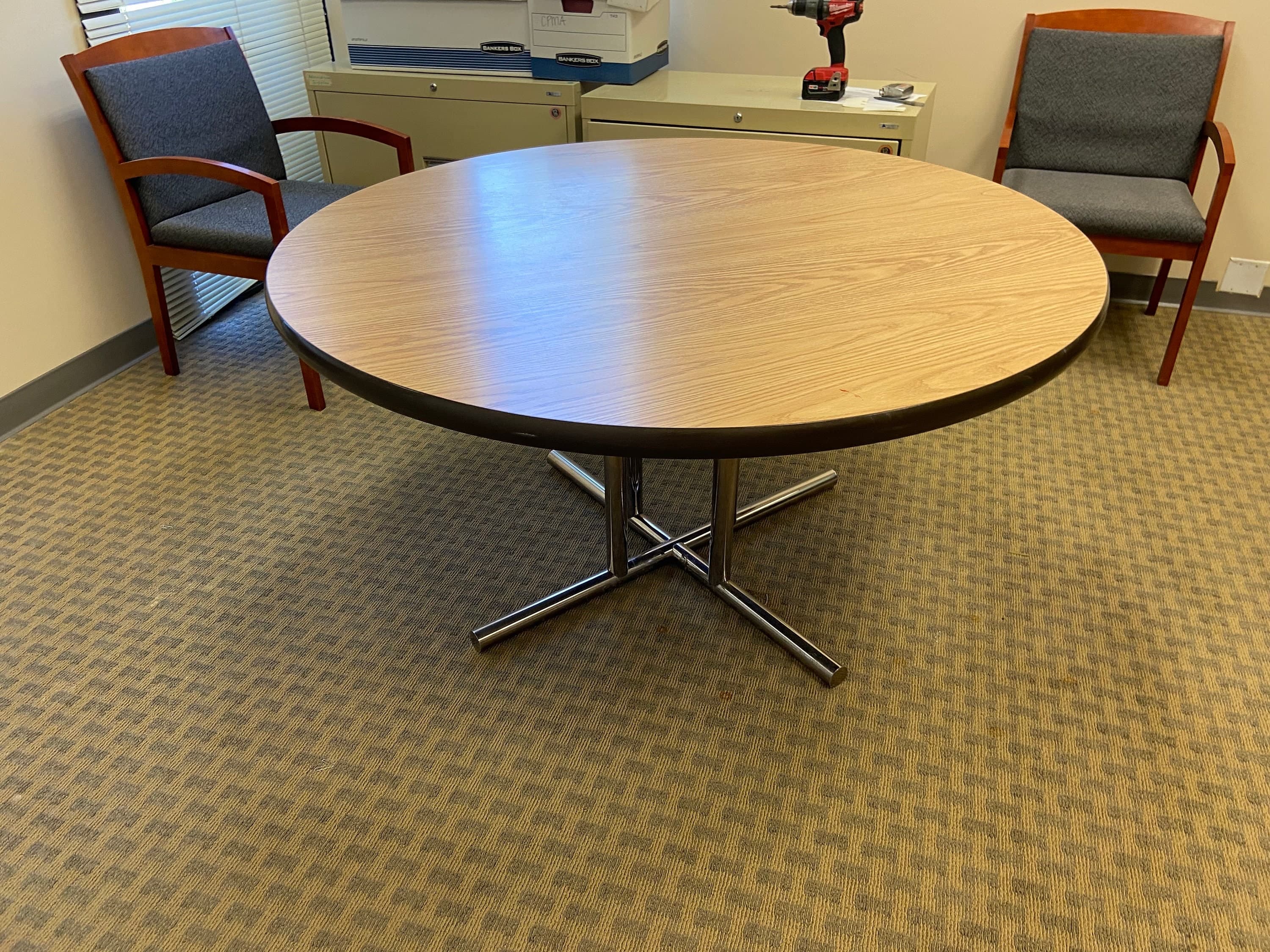 vintage mid century modern round conference table - Thumbnail 10