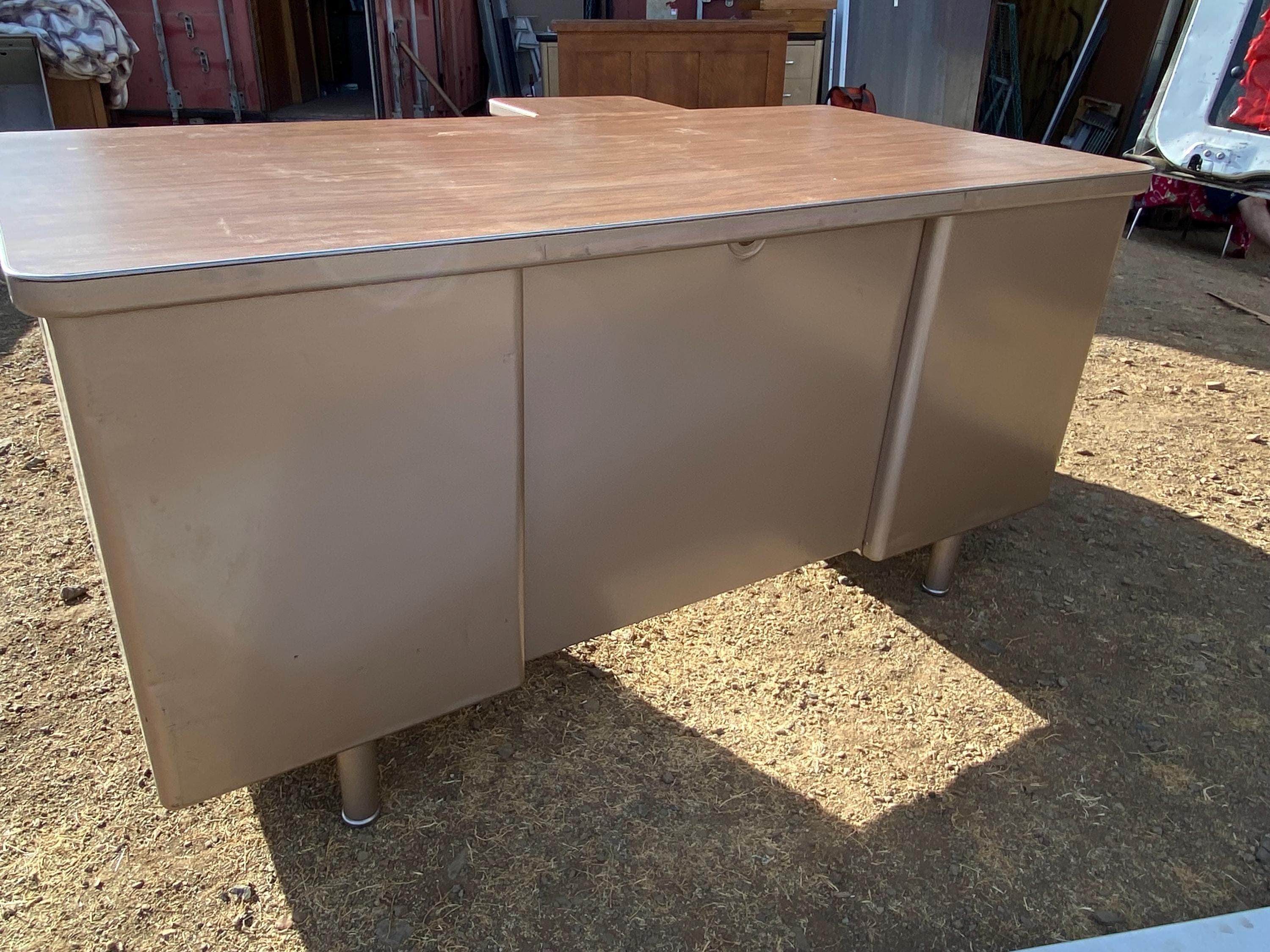 steelcase vintage mid century modern tanker L shape desk - Thumbnail 6