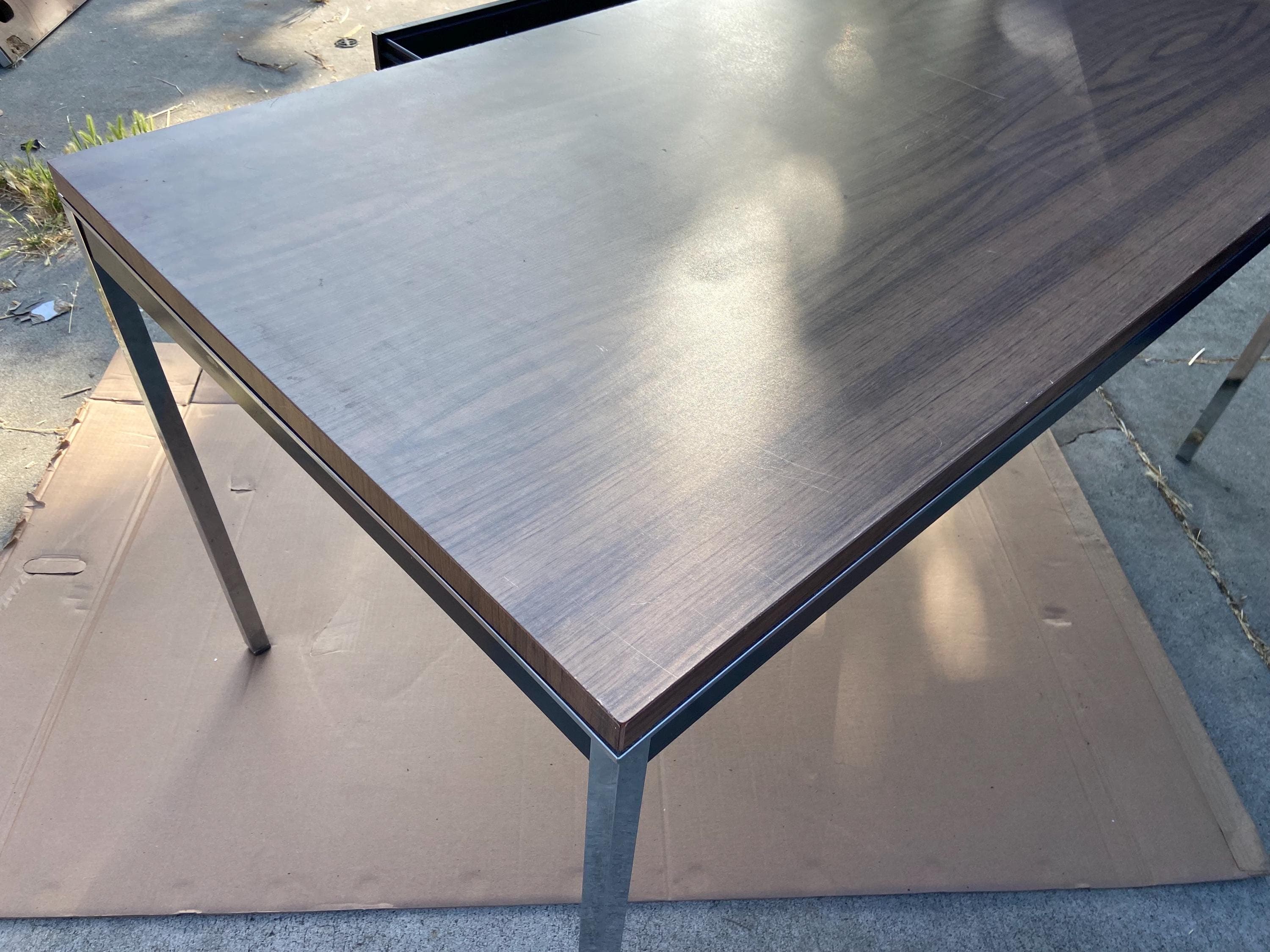 minimalist steelcase vintage mid century modern tanker desk table - Thumbnail 4