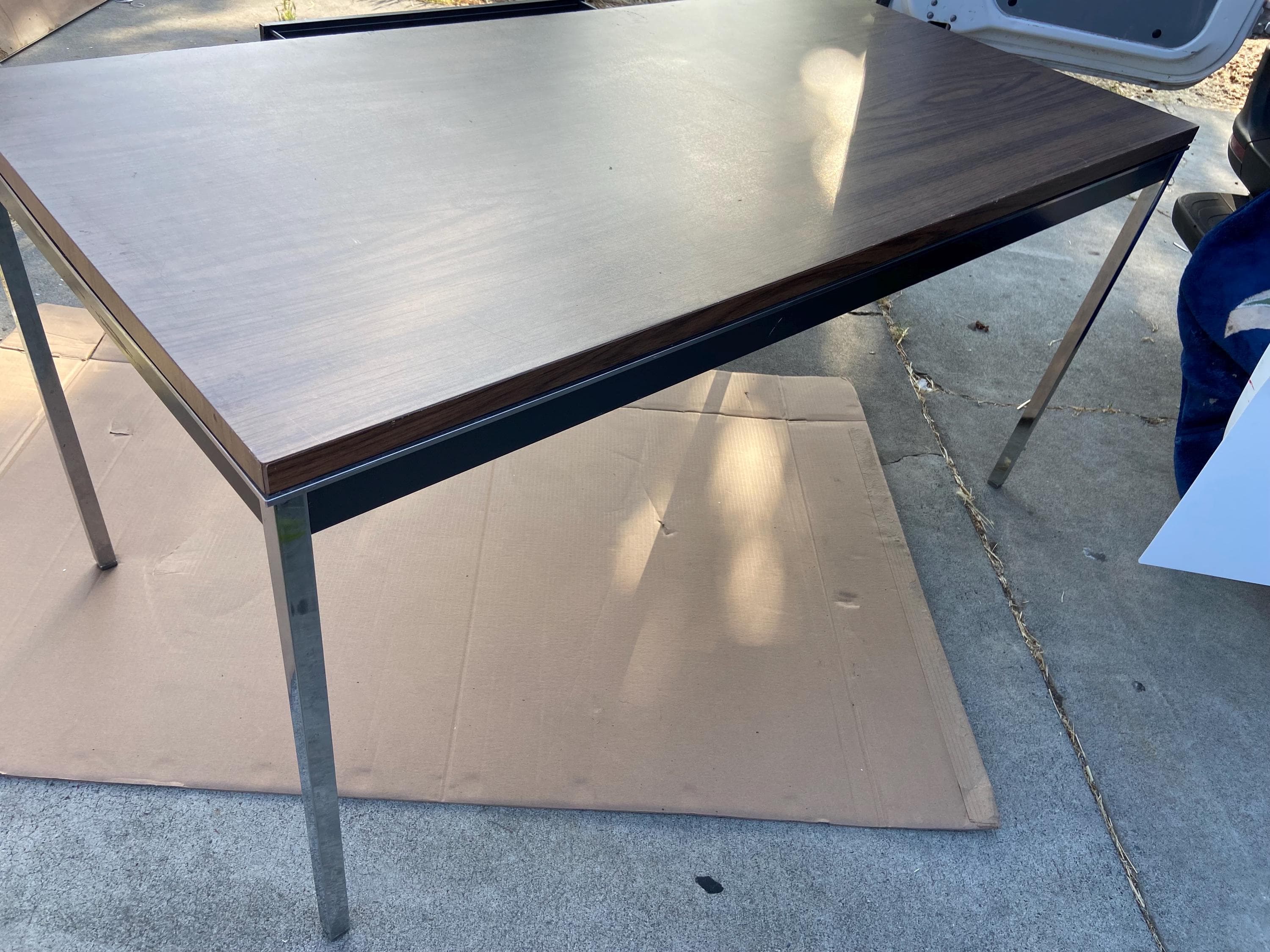 minimalist steelcase vintage mid century modern tanker desk table - Thumbnail 5