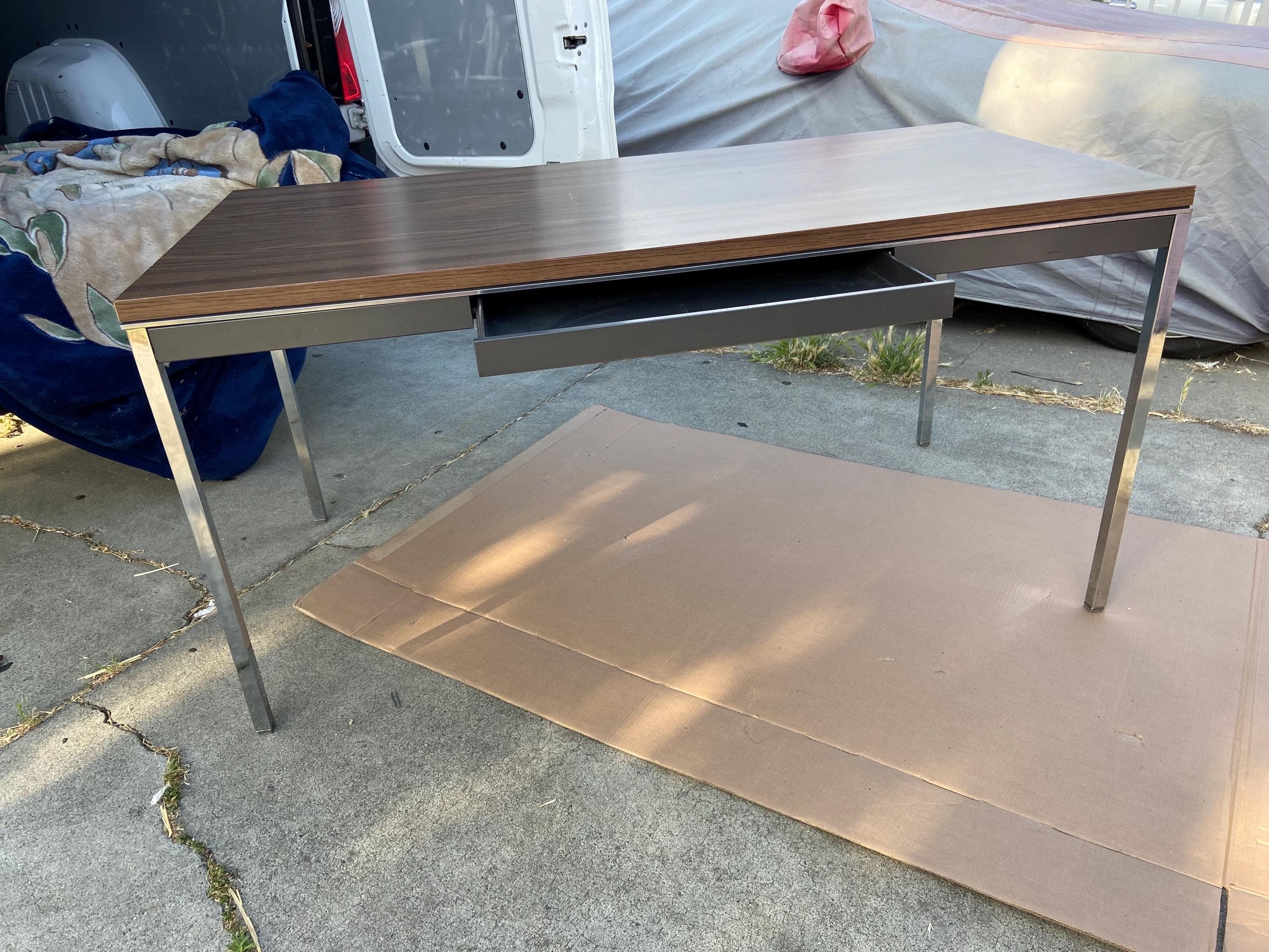minimalist steelcase vintage mid century modern tanker desk table - Thumbnail 7