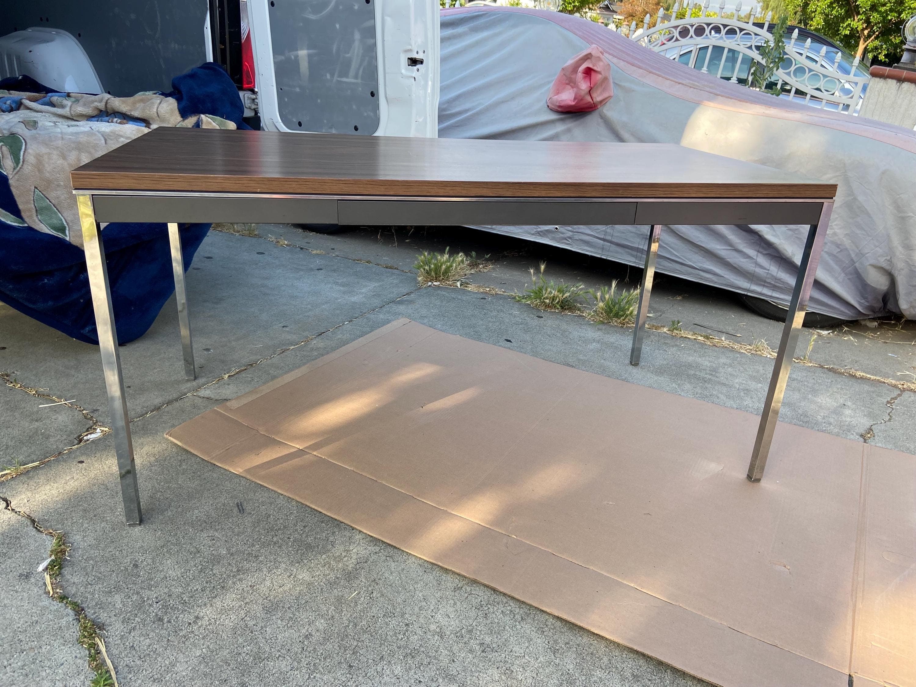 minimalist steelcase vintage mid century modern tanker desk table - Thumbnail 9