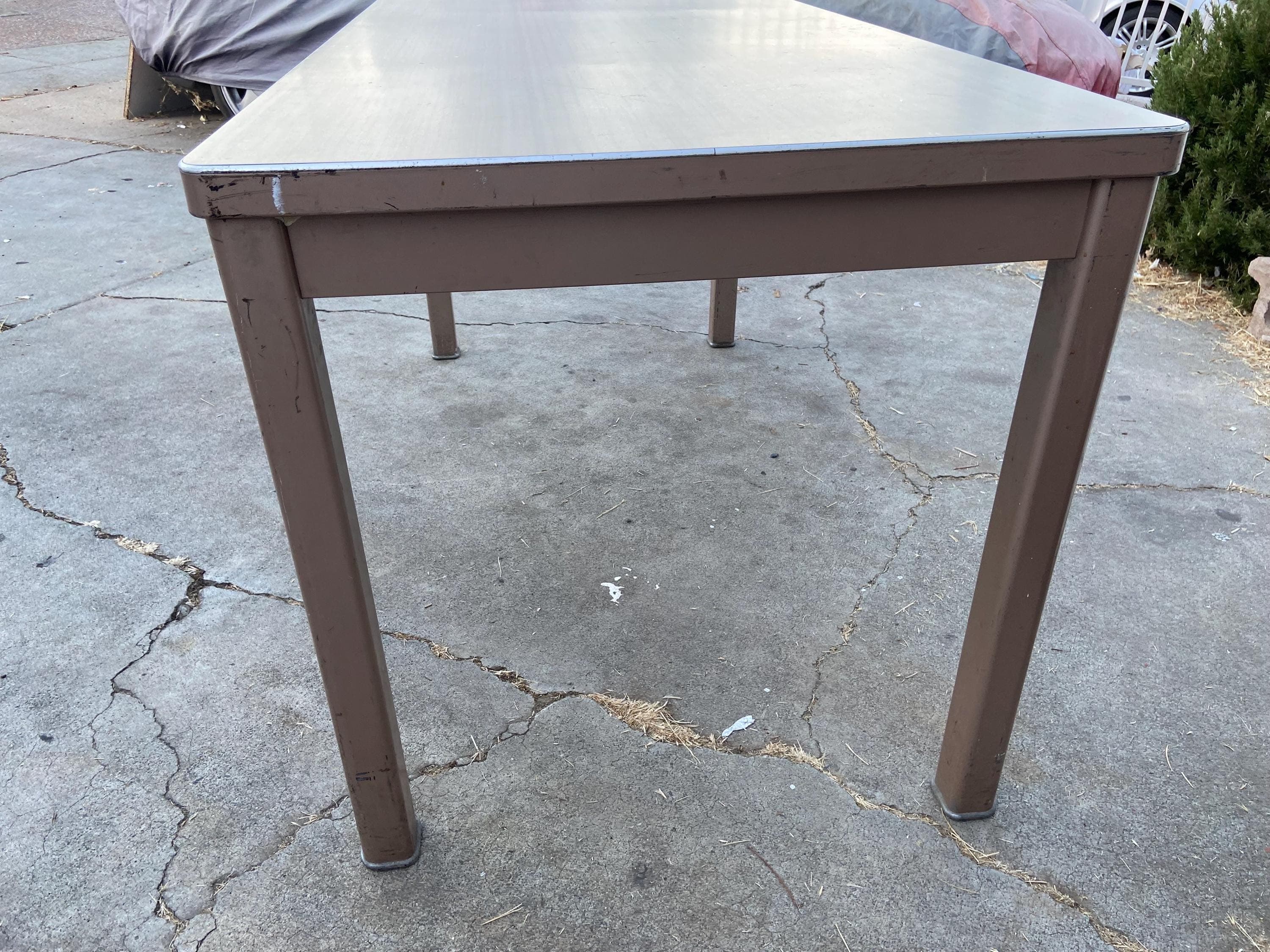 vintage art metal mid century modern tanker desk shop table - Thumbnail 2