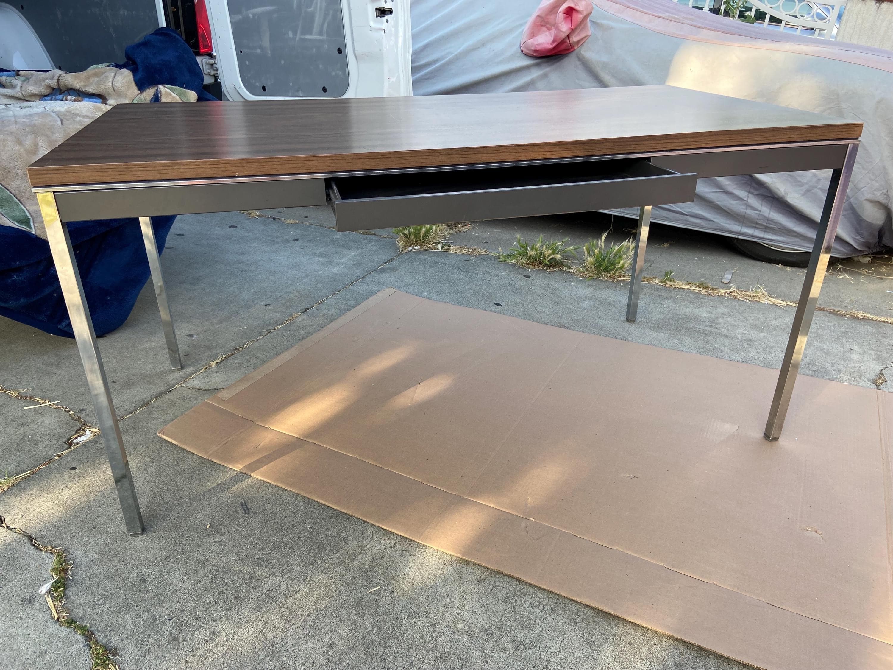 minimalist steelcase vintage mid century modern tanker desk table - Thumbnail 10