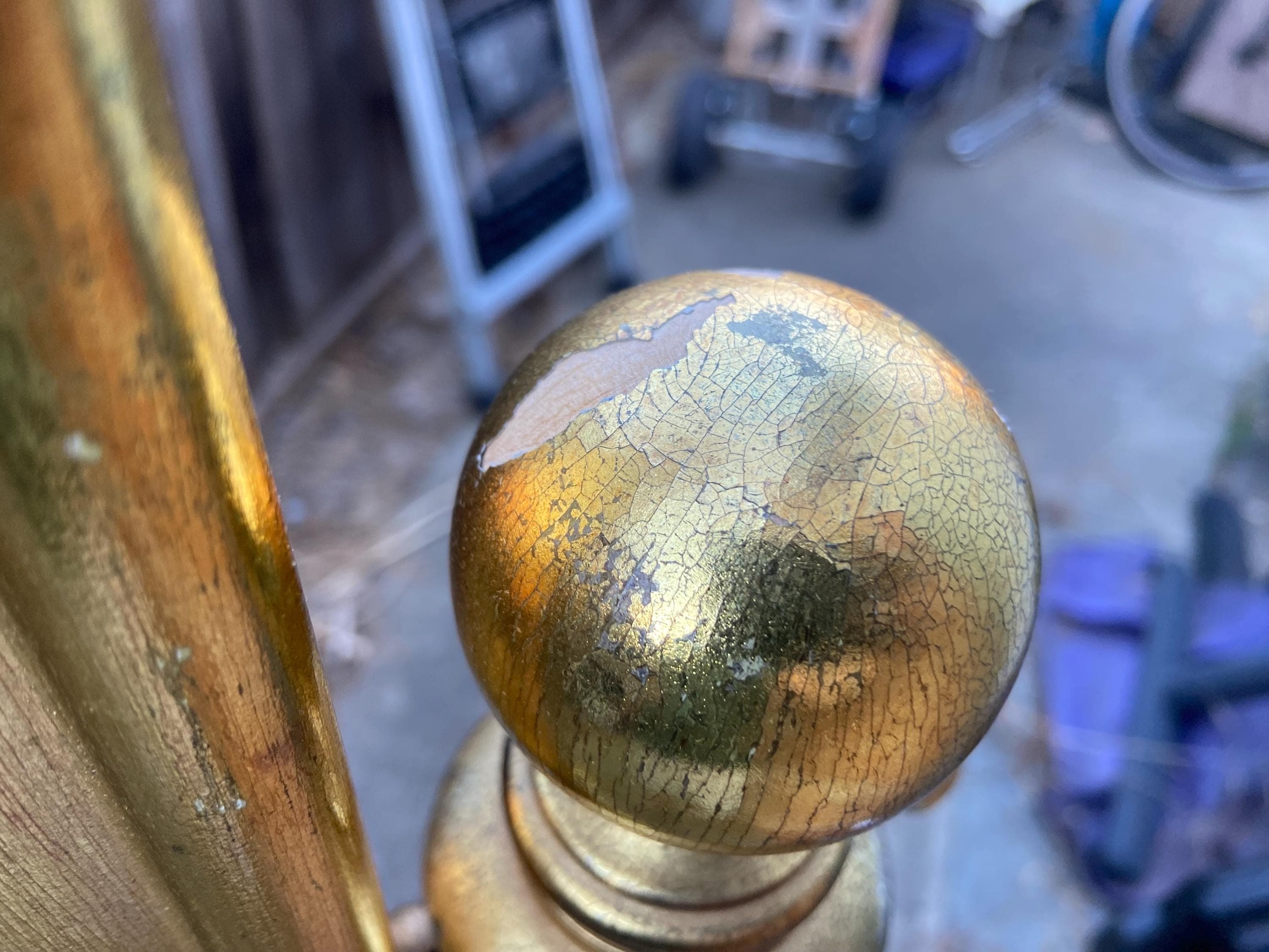 Vintage Mid Century Modern Hollywood Regency Giltwood Cheval Gold Mirror - Thumbnail 10