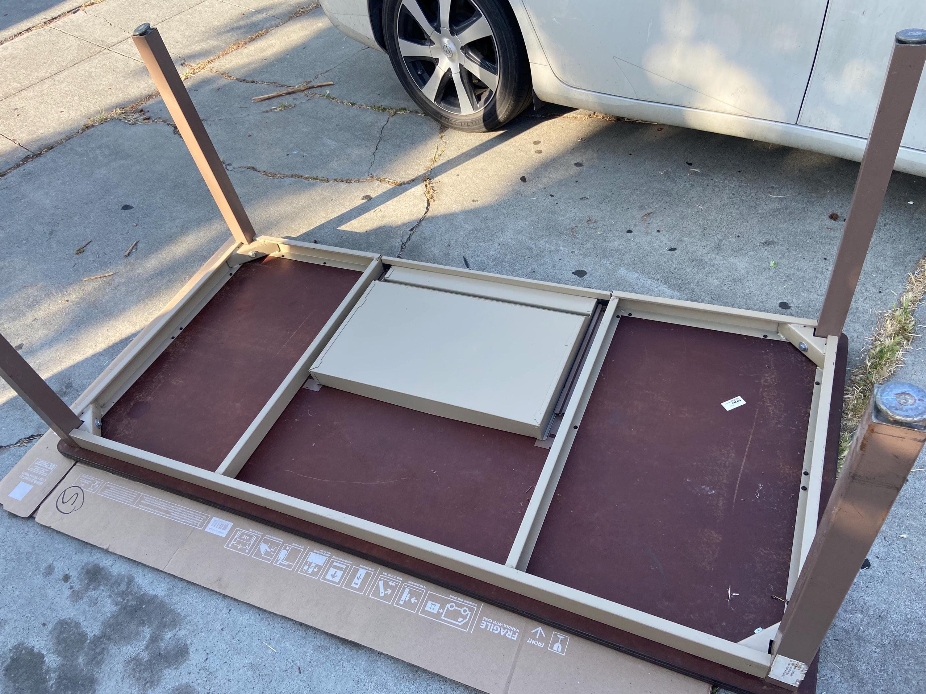 Hon vintage mid century modern tanker desk utility table - Thumbnail 3