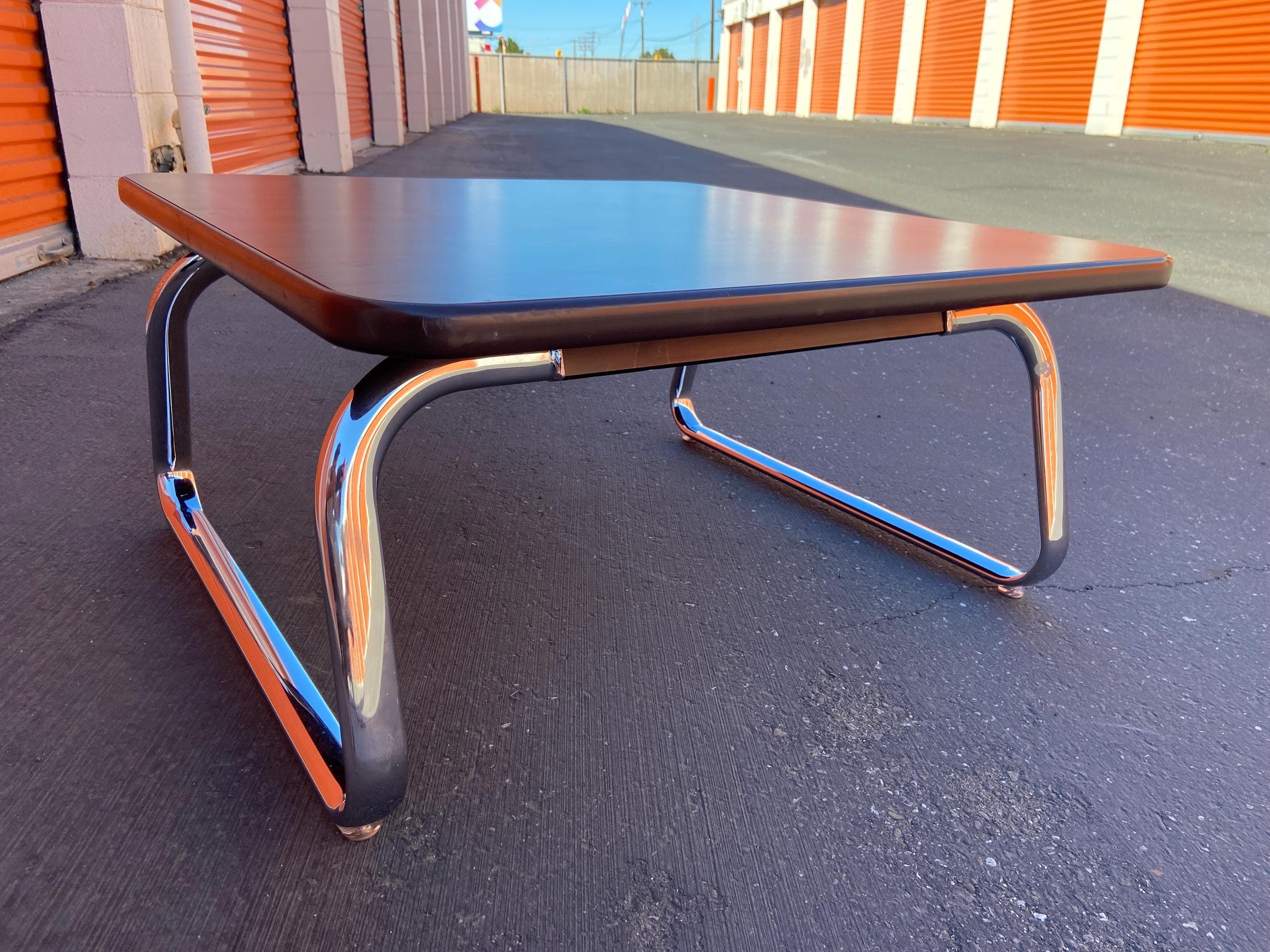 steelcase vintage mid century modern chrome tubular coffee table - Image 1