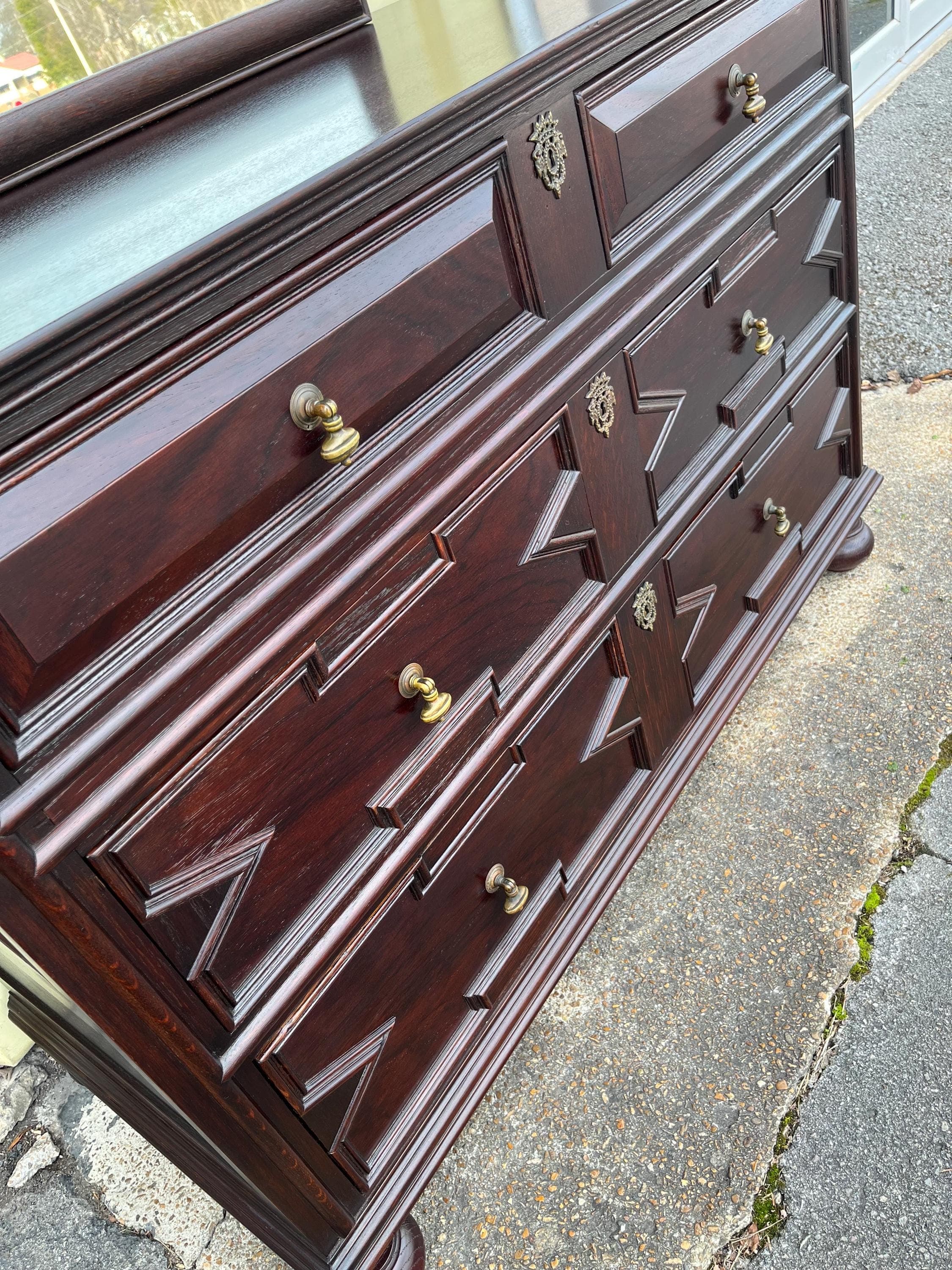 Antique John Widdicomb Dresser With Mirror - Thumbnail 9