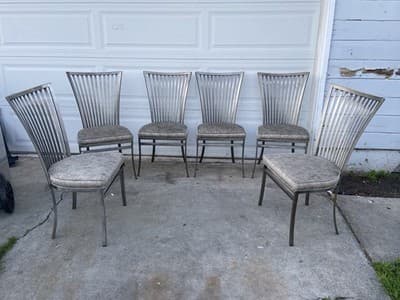 Late 20th Century Modern Shaver Howard Slatted Steel Back Dining or Side Chairs