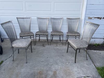 Late 20th Century Modern Shaver Howard Slatted Steel Back Dining or Side Chairs - Thumbnail 2