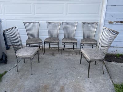 Late 20th Century Modern Shaver Howard Slatted Steel Back Dining or Side Chairs - Thumbnail 10