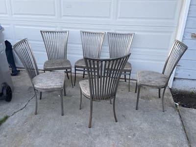 Late 20th Century Modern Shaver Howard Slatted Steel Back Dining or Side Chairs - Thumbnail 11
