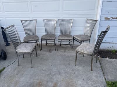 Late 20th Century Modern Shaver Howard Slatted Steel Back Dining or Side Chairs - Thumbnail 16