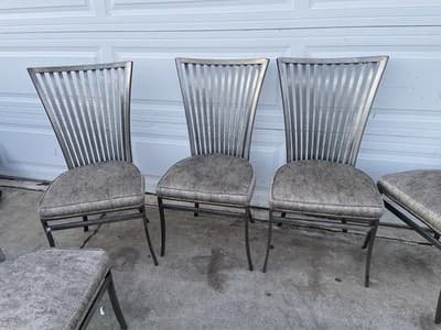 Late 20th Century Modern Shaver Howard Slatted Steel Back Dining or Side Chairs - Thumbnail 15