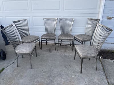 Late 20th Century Modern Shaver Howard Slatted Steel Back Dining or Side Chairs - Thumbnail 18