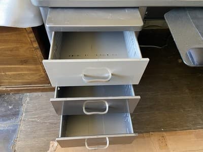 Vintage Mid Century Modern Metal Tanker Steelcase Tanker Desk Workbench Table - Thumbnail 4