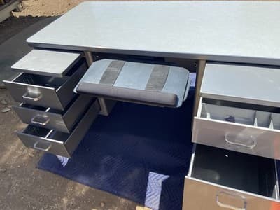 Vintage Mid Century Modern Metal Tanker Steelcase Tanker Desk Workbench Table - Thumbnail 17