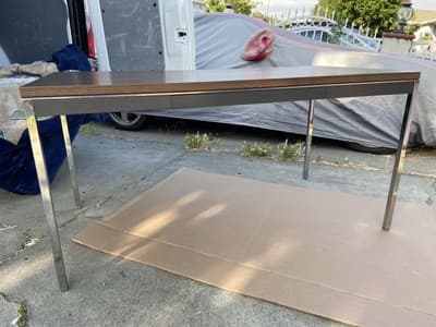 Steelcase Minimalist Vintage Mid Century Modern Metal Retro Tanker Utility Table - Thumbnail 4