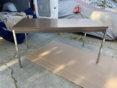 Steelcase Minimalist Vintage Mid Century Modern Metal Retro Tanker Utility Table - Thumbnail 17